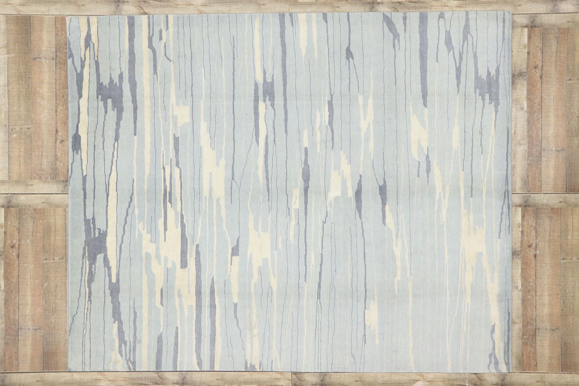 New Contemporary Abstract Seaside Biophilic Wool Rug Soft Earth-Tones (Wolle) im Angebot