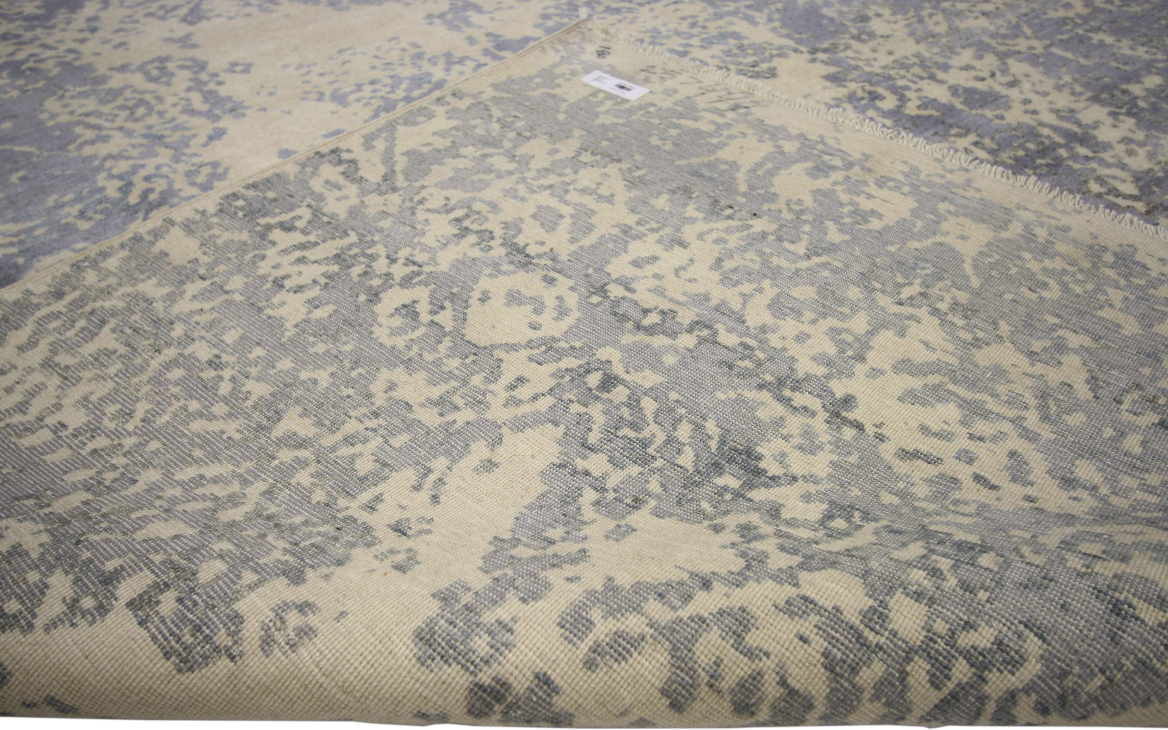 New Contemporary Abstract Area Rug with Erased and Transitional Style In New Condition For Sale In Dallas, TX
