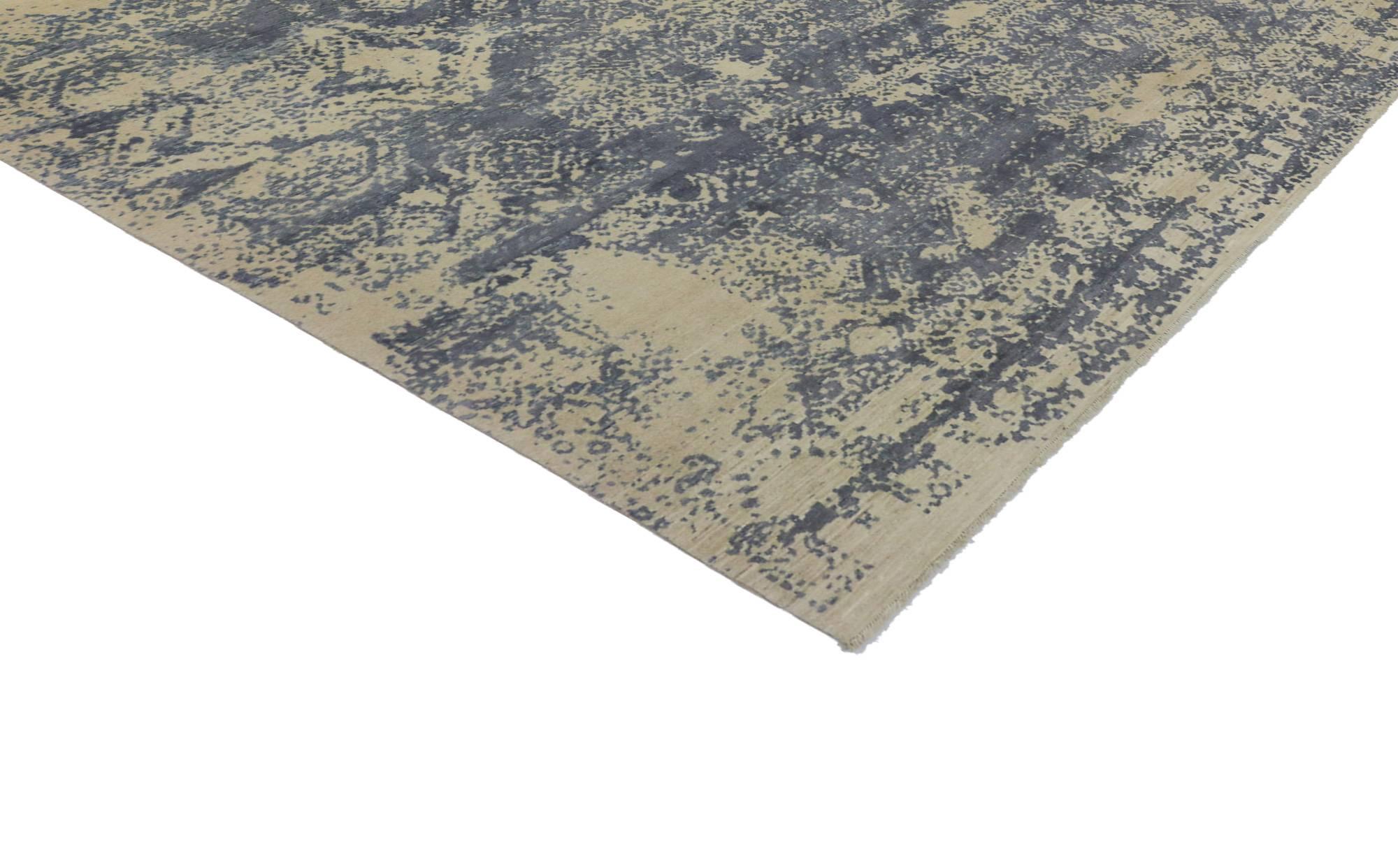 New Contemporary Abstract Area Rug with Erased and Transitional Style For Sale 1