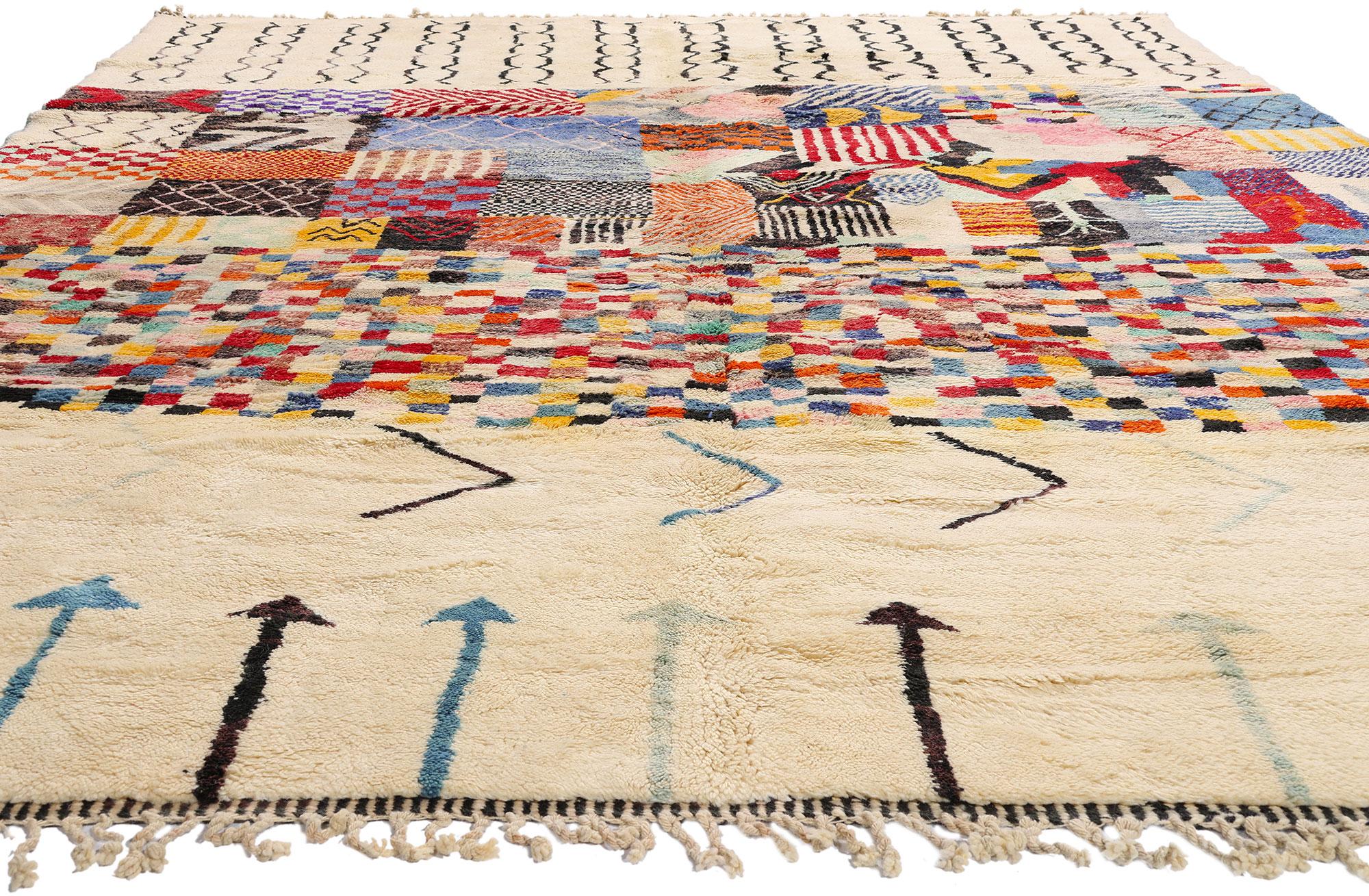 Hand-Knotted New Modern Bauhaus Berber Beni Mrirt Moroccan Rug Inspired by Gunta Stölzl For Sale