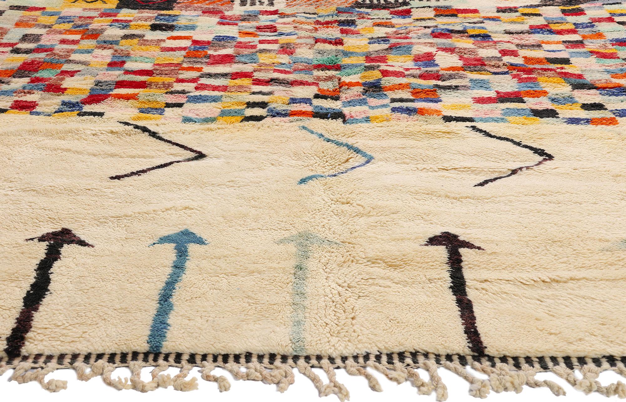 Contemporary New Modern Bauhaus Berber Beni Mrirt Moroccan Rug Inspired by Gunta Stölzl For Sale