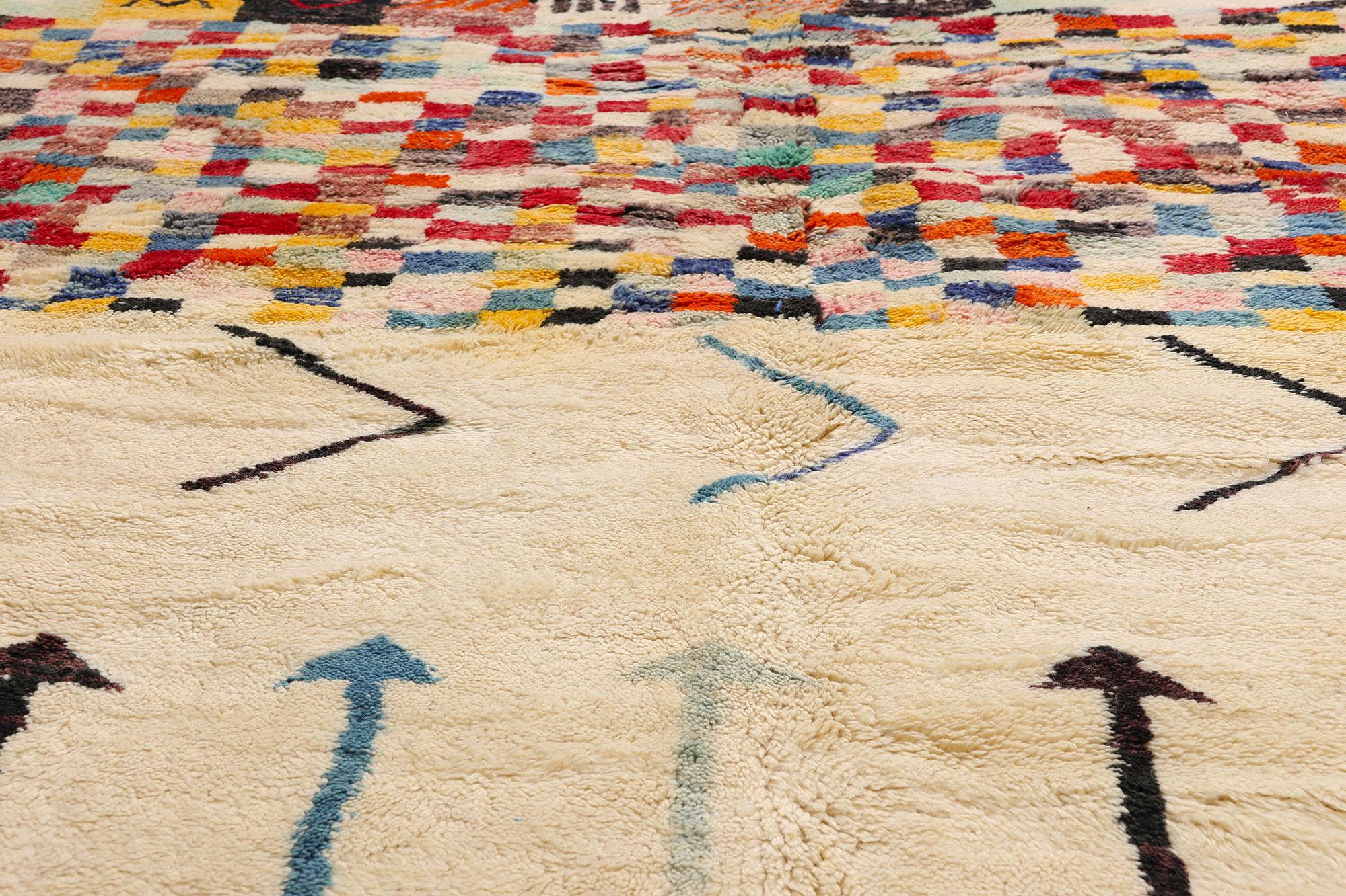 Wool New Modern Bauhaus Berber Beni Mrirt Moroccan Rug Inspired by Gunta Stölzl For Sale
