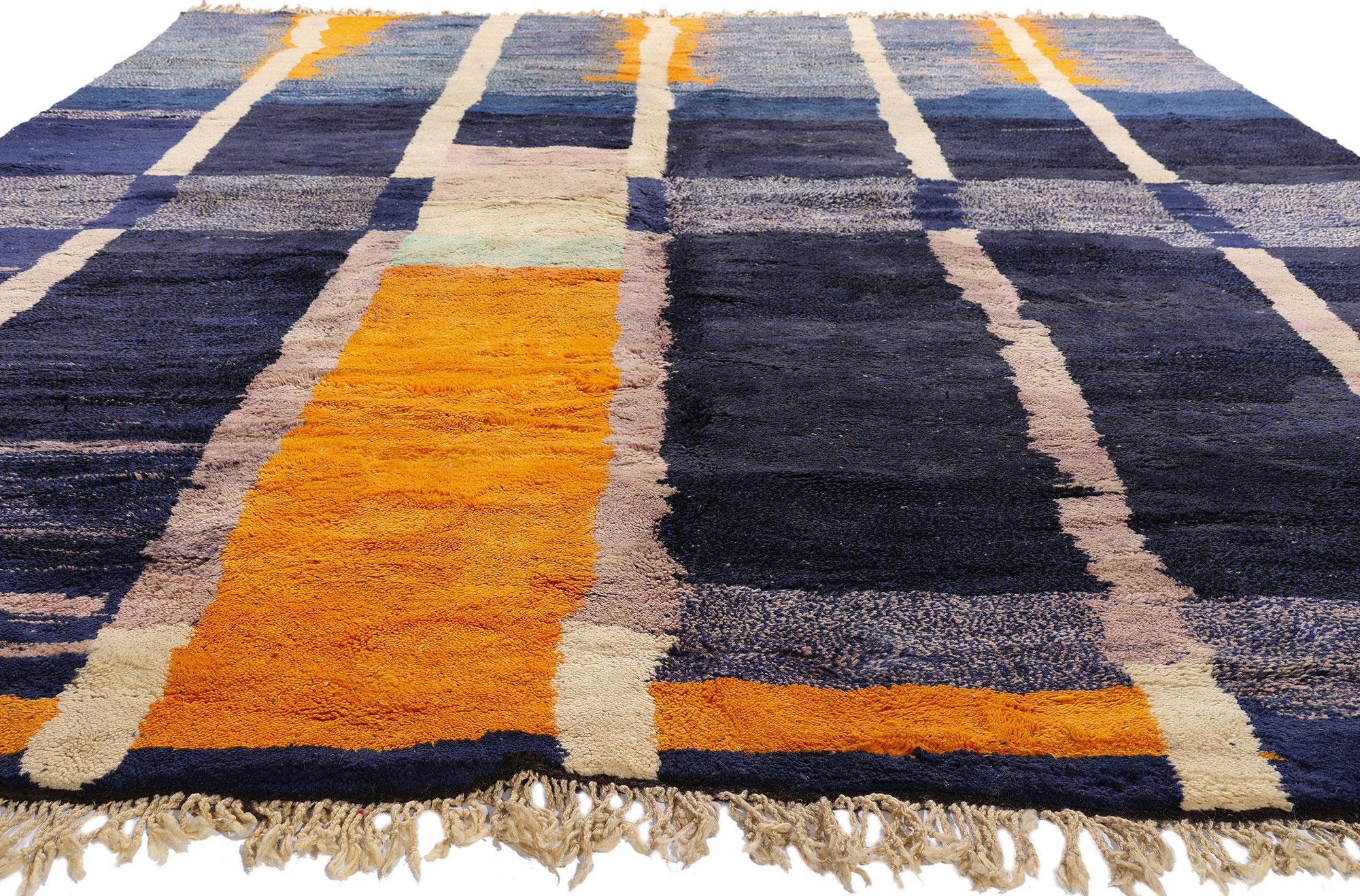 Wool New Modern Abstract Berber Beni Mrirt Moroccan Rug with Expressionist Style For Sale