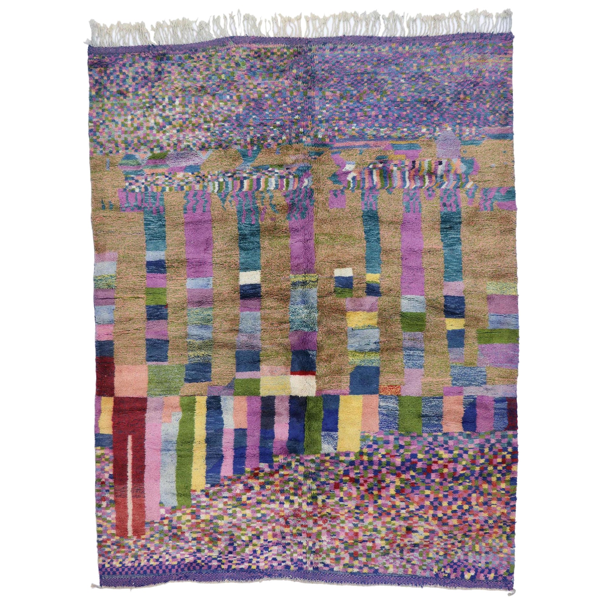 New Contemporary Abstract Beni Mrirt Moroccan Rug Inspired by Gunta Stölzl