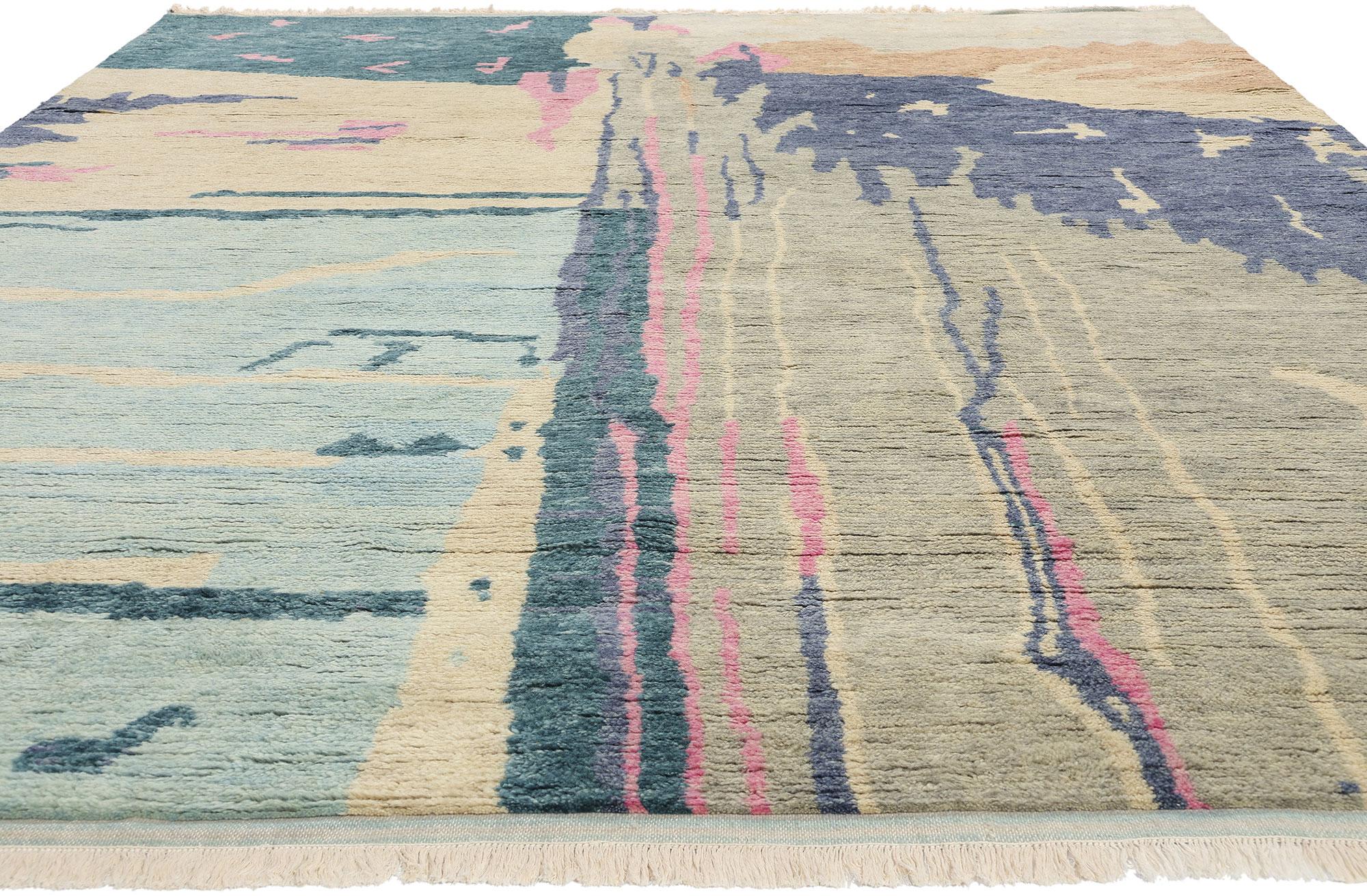 Nueva alfombra marroquí biofílica abstracta contemporánea inspirada en Paul Cézanne Expresionista en venta