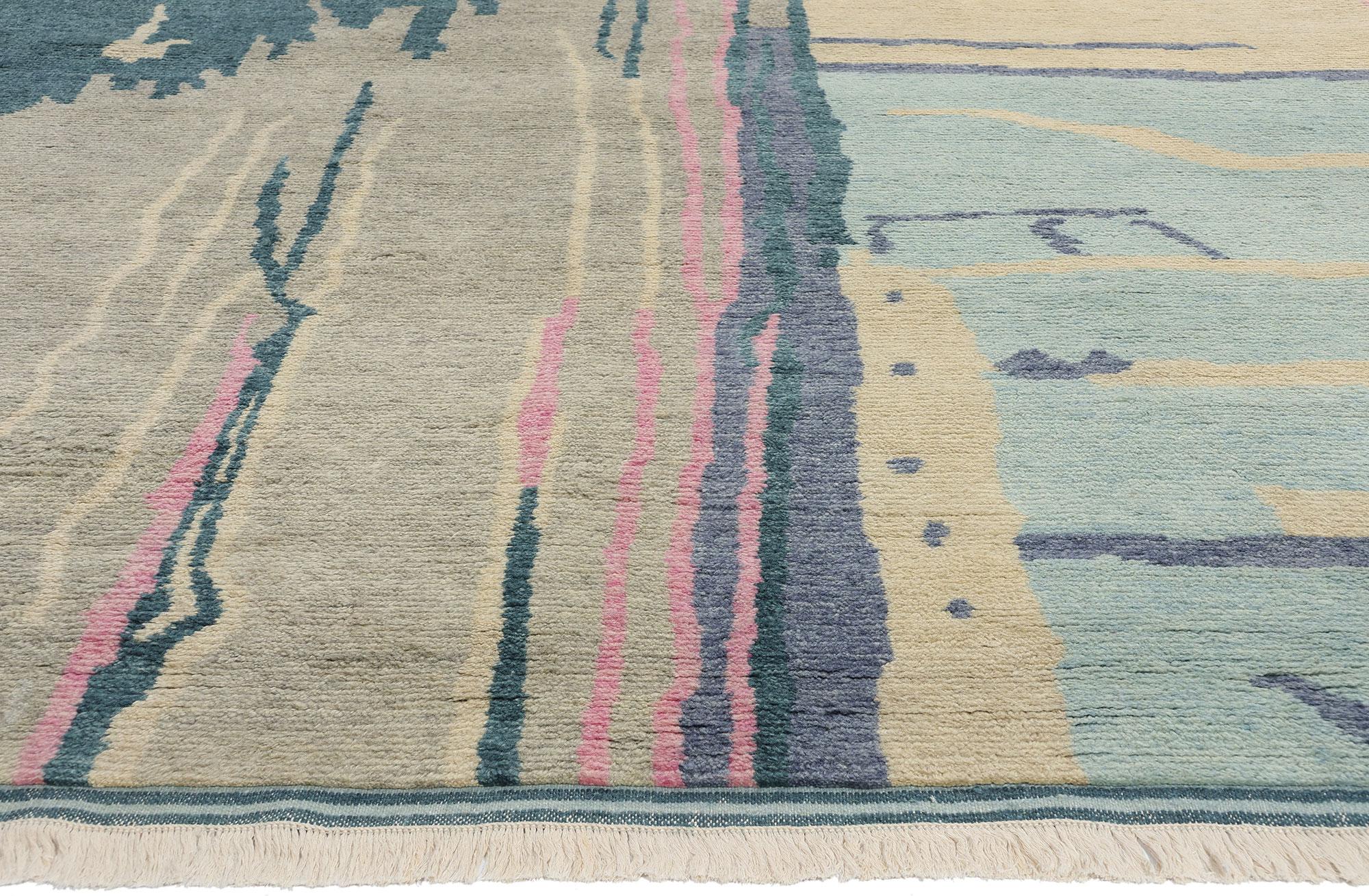 New Contemporary Abstract Biophilic Moroccan Rug Inspired by Paul Cézanne (Indisch) im Angebot