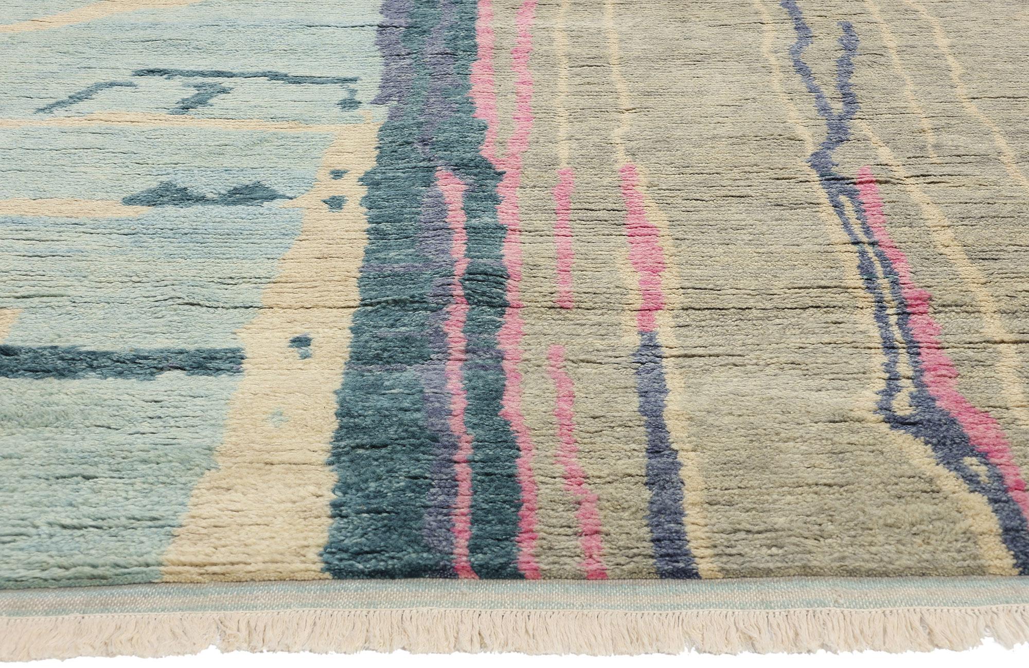 Nueva alfombra marroquí biofílica abstracta contemporánea inspirada en Paul Cézanne Indio en venta