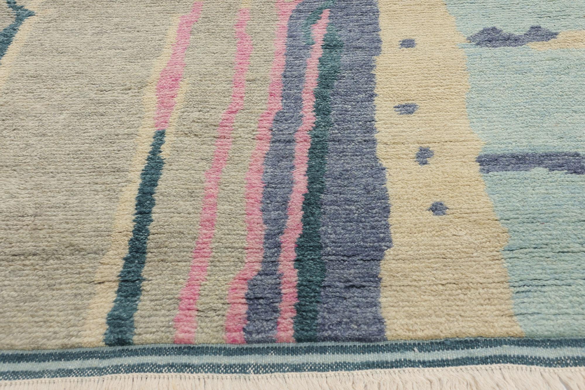 New Contemporary Abstract Biophilic Moroccan Rug Inspired by Paul Cézanne (Handgeknüpft) im Angebot