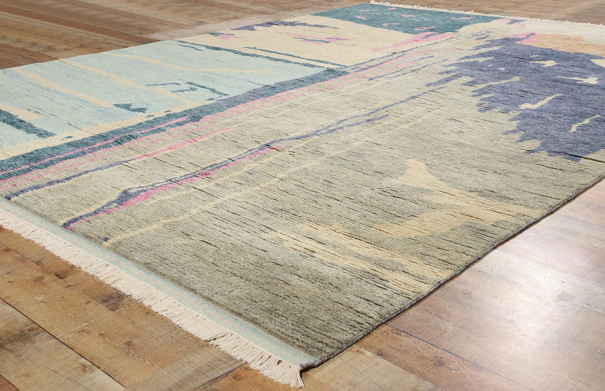 Nueva alfombra marroquí biofílica abstracta contemporánea inspirada en Paul Cézanne Siglo XXI y contemporáneo en venta