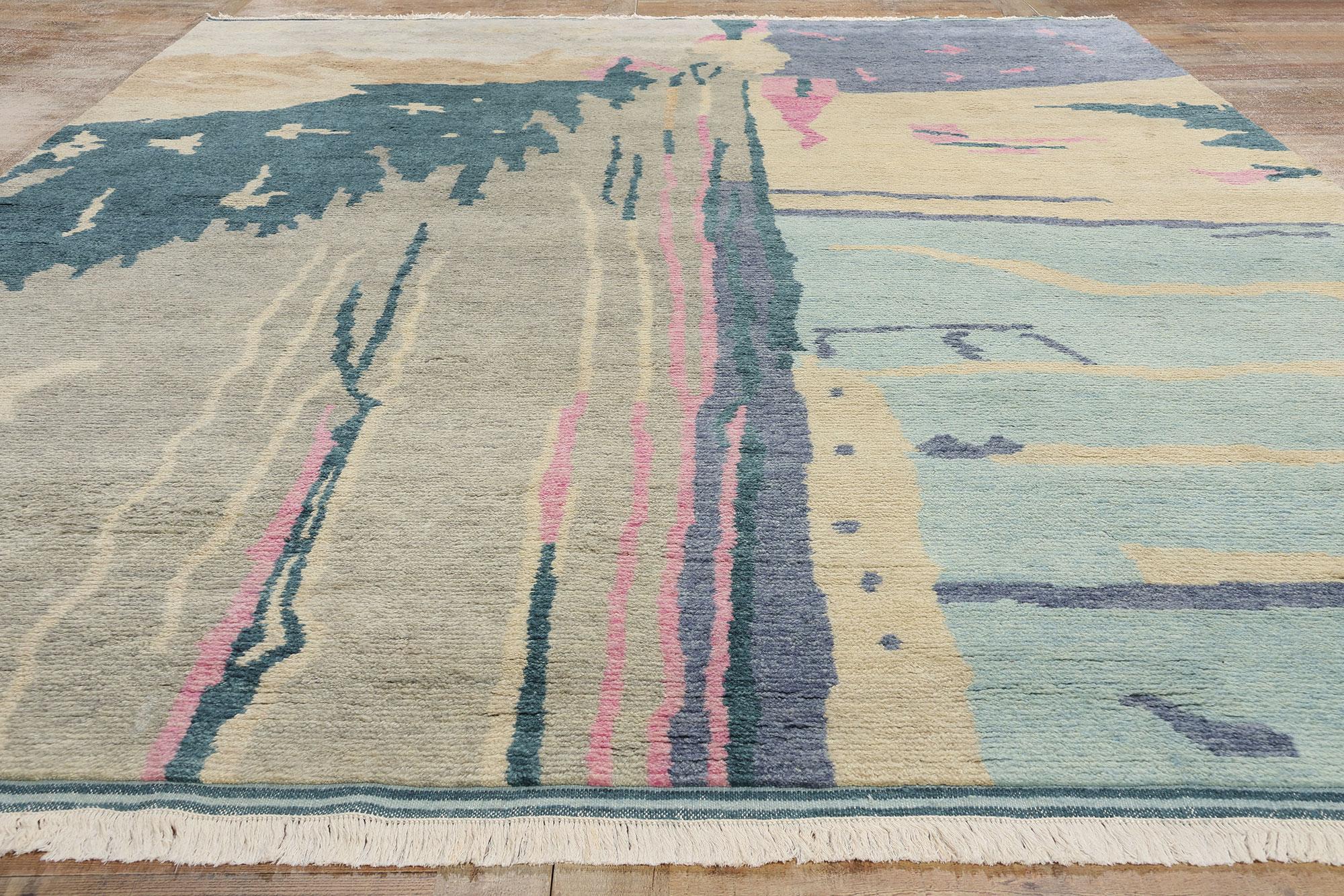 New Contemporary Abstract Biophilic Moroccan Rug Inspired by Paul Cézanne (Wolle) im Angebot