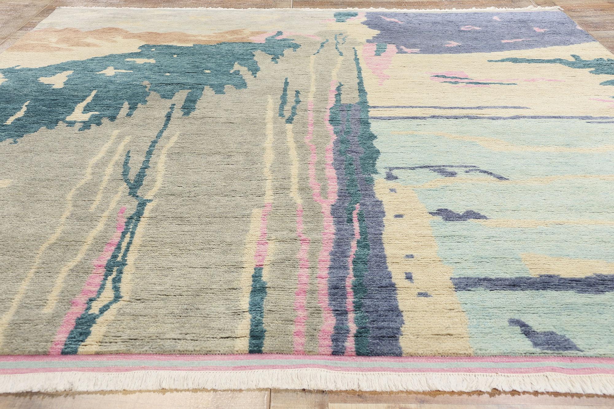 New Contemporary Abstract Biophilic Moroccan Rug Inspired by Paul Cézanne (Wolle) im Angebot