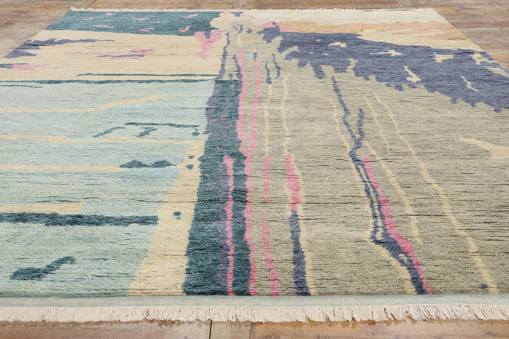 Nueva alfombra marroquí biofílica abstracta contemporánea inspirada en Paul Cézanne Lana en venta