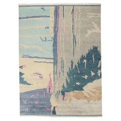 New Contemporary Abstract Biophilic Moroccan Rug Inspired by Paul Cézanne (tapis marocain abstrait contemporain inspiré de Paul Cézanne)