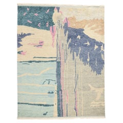 Nueva alfombra marroquí biofílica abstracta contemporánea inspirada en Paul Cézanne