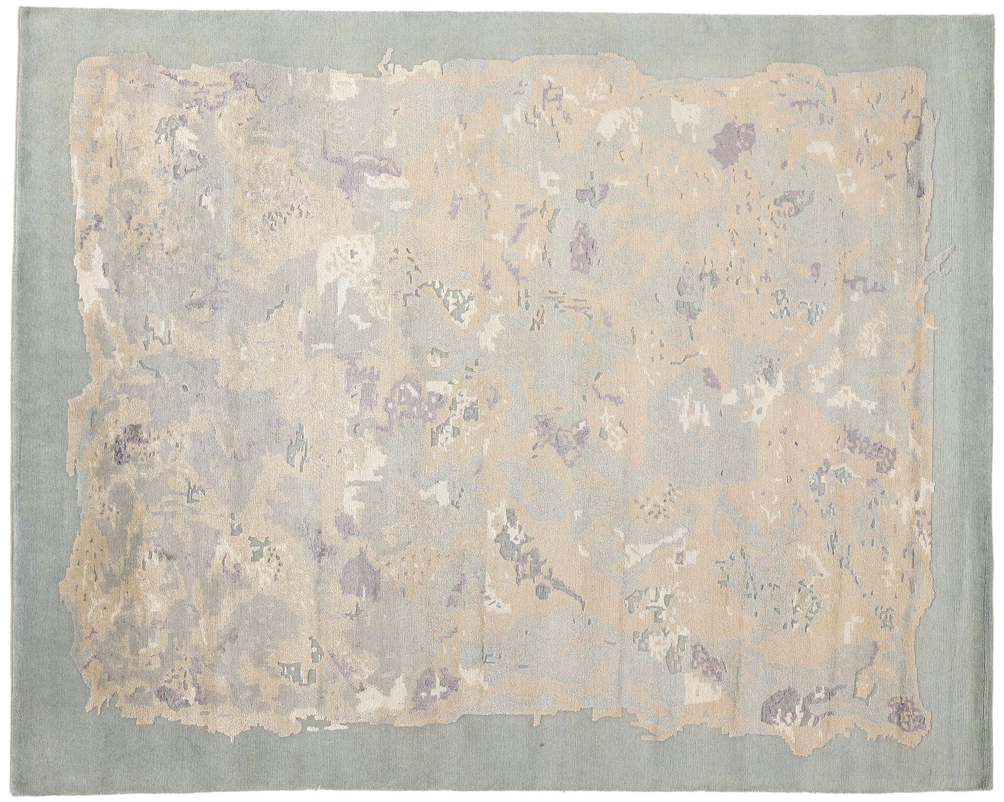 New Contemporary Abstract Biophilic Wool Rug Soft Earth-Tones im Angebot 2