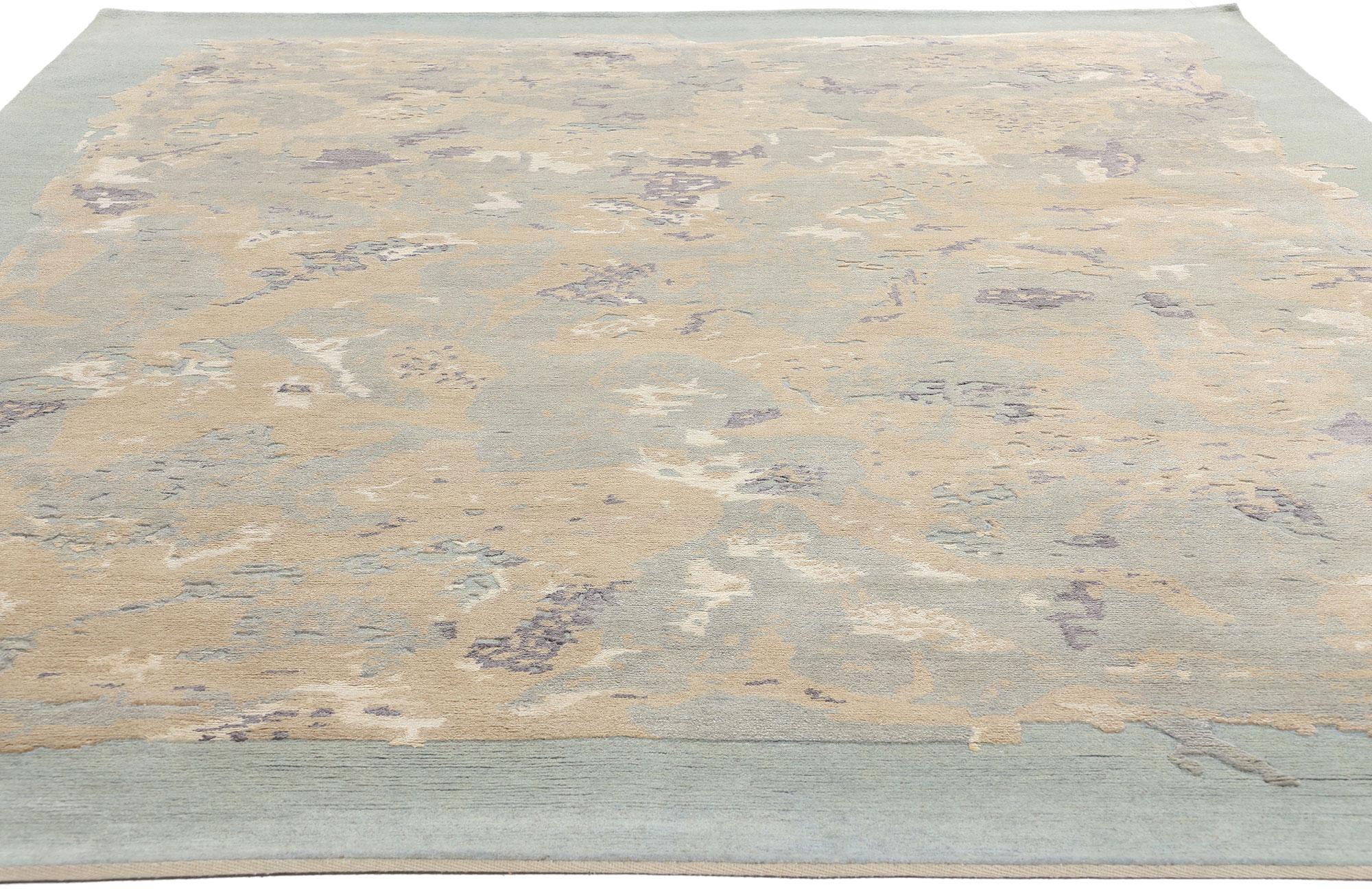 New Contemporary Abstract Biophilic Wool Rug Soft Earth-Tones (Moderne) im Angebot
