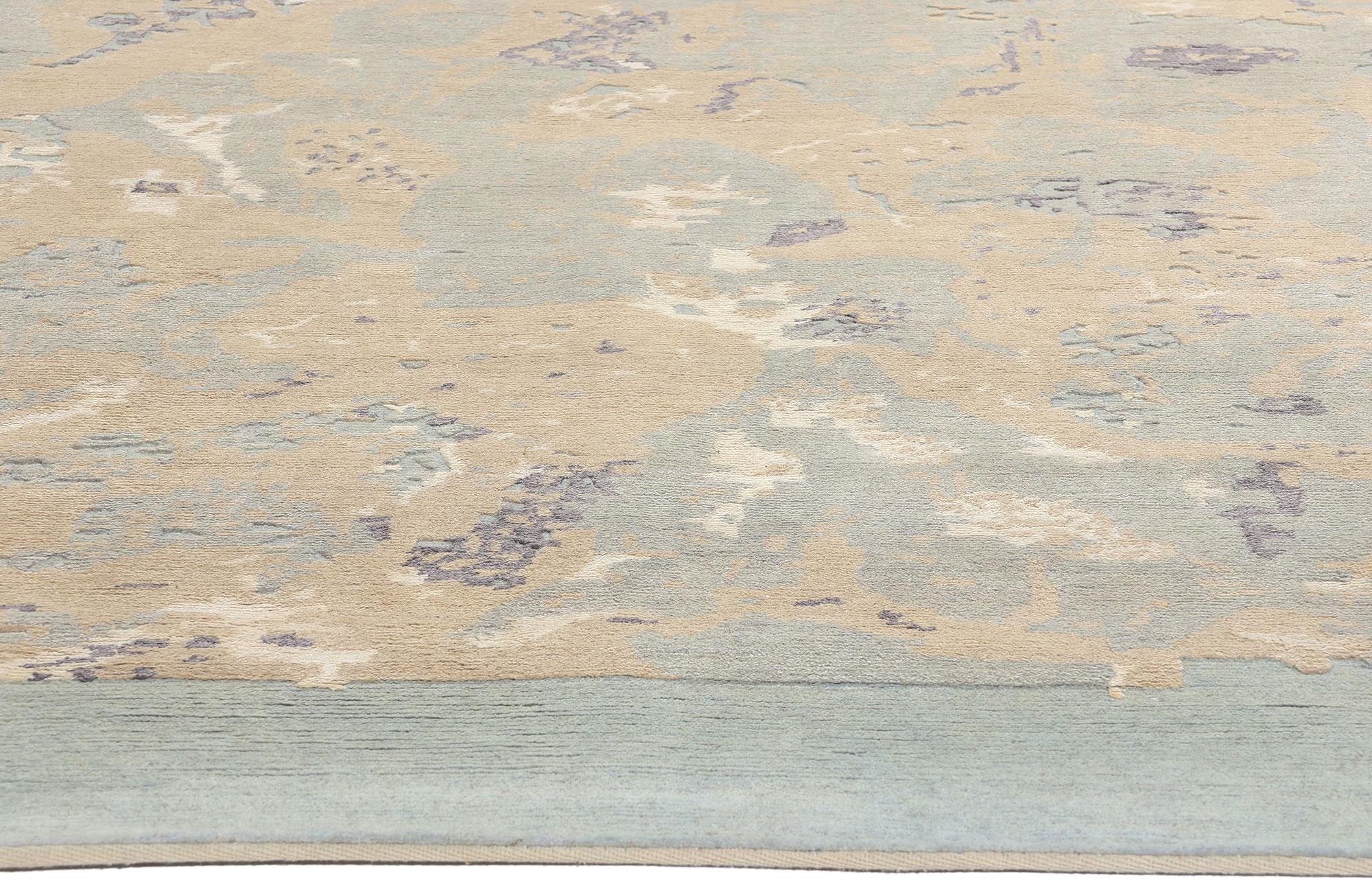 New Contemporary Abstract Biophilic Wool Rug Soft Earth-Tones (Indisch) im Angebot