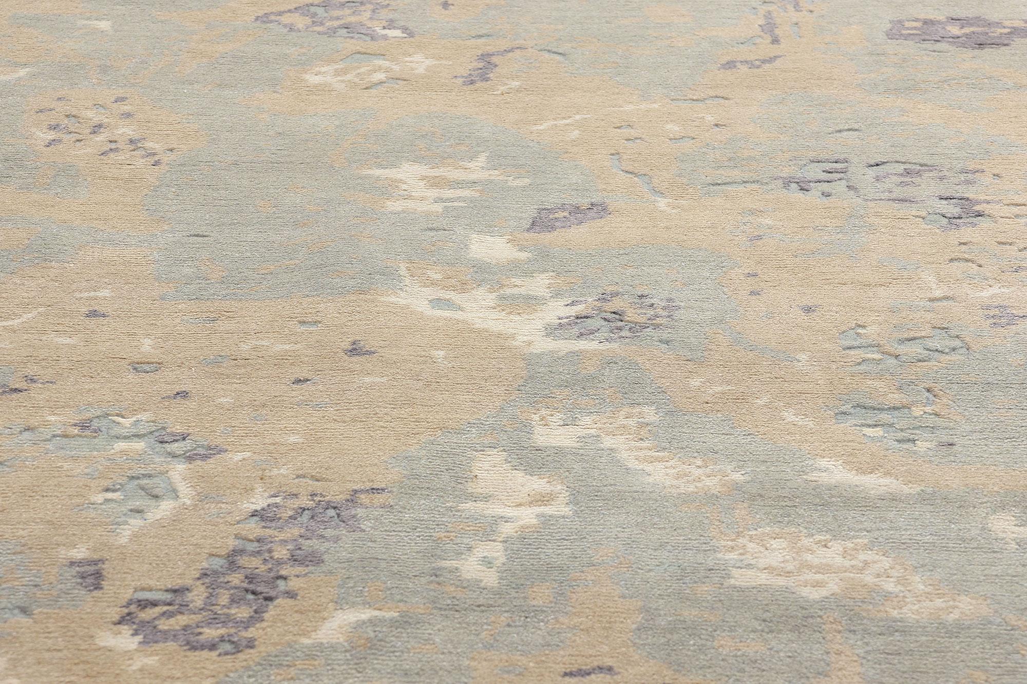 New Contemporary Abstract Biophilic Wool Rug Soft Earth-Tones (Handgeknüpft) im Angebot