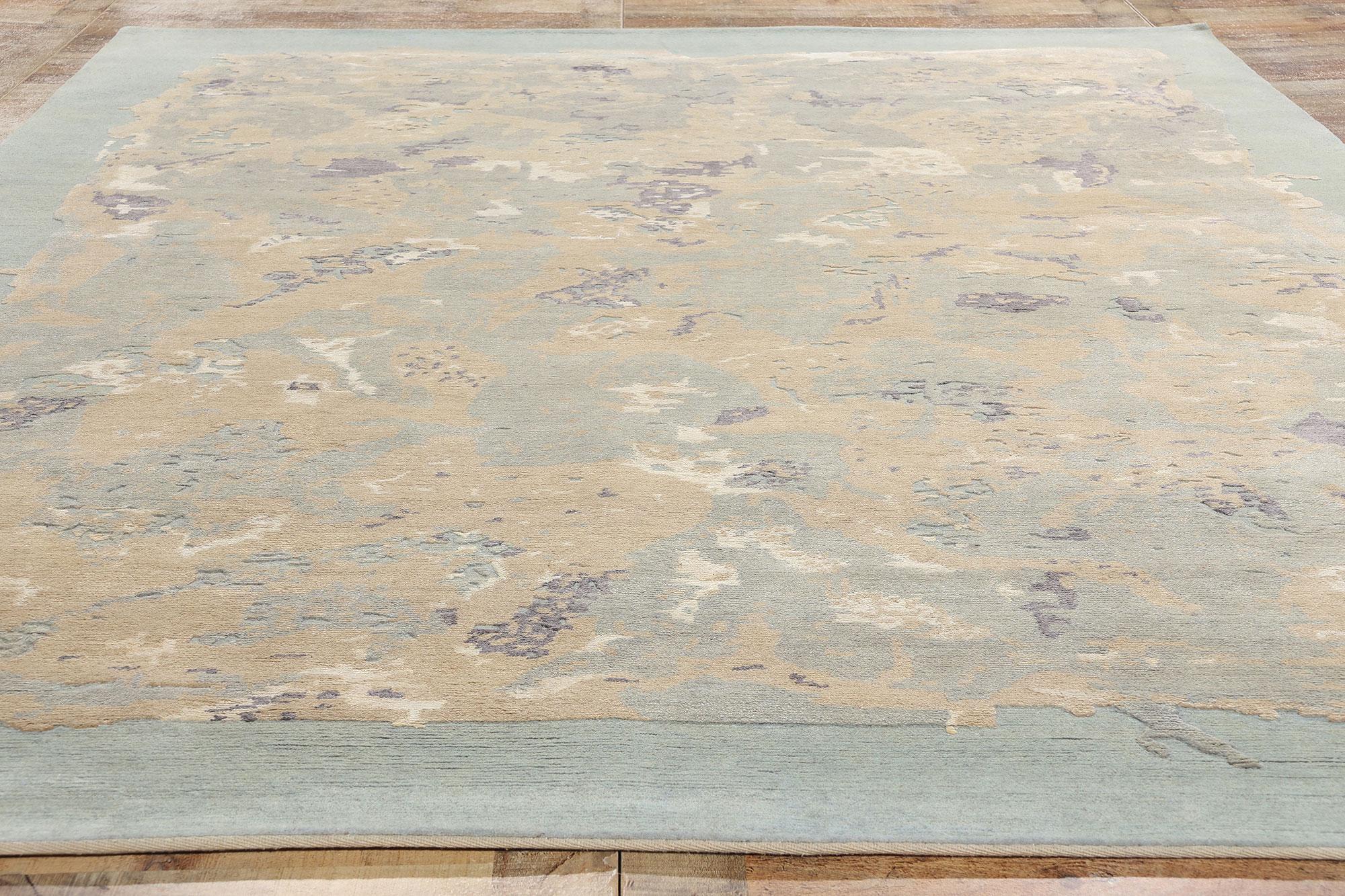 New Contemporary Abstract Biophilic Wool Rug Soft Earth-Tones (Wolle) im Angebot