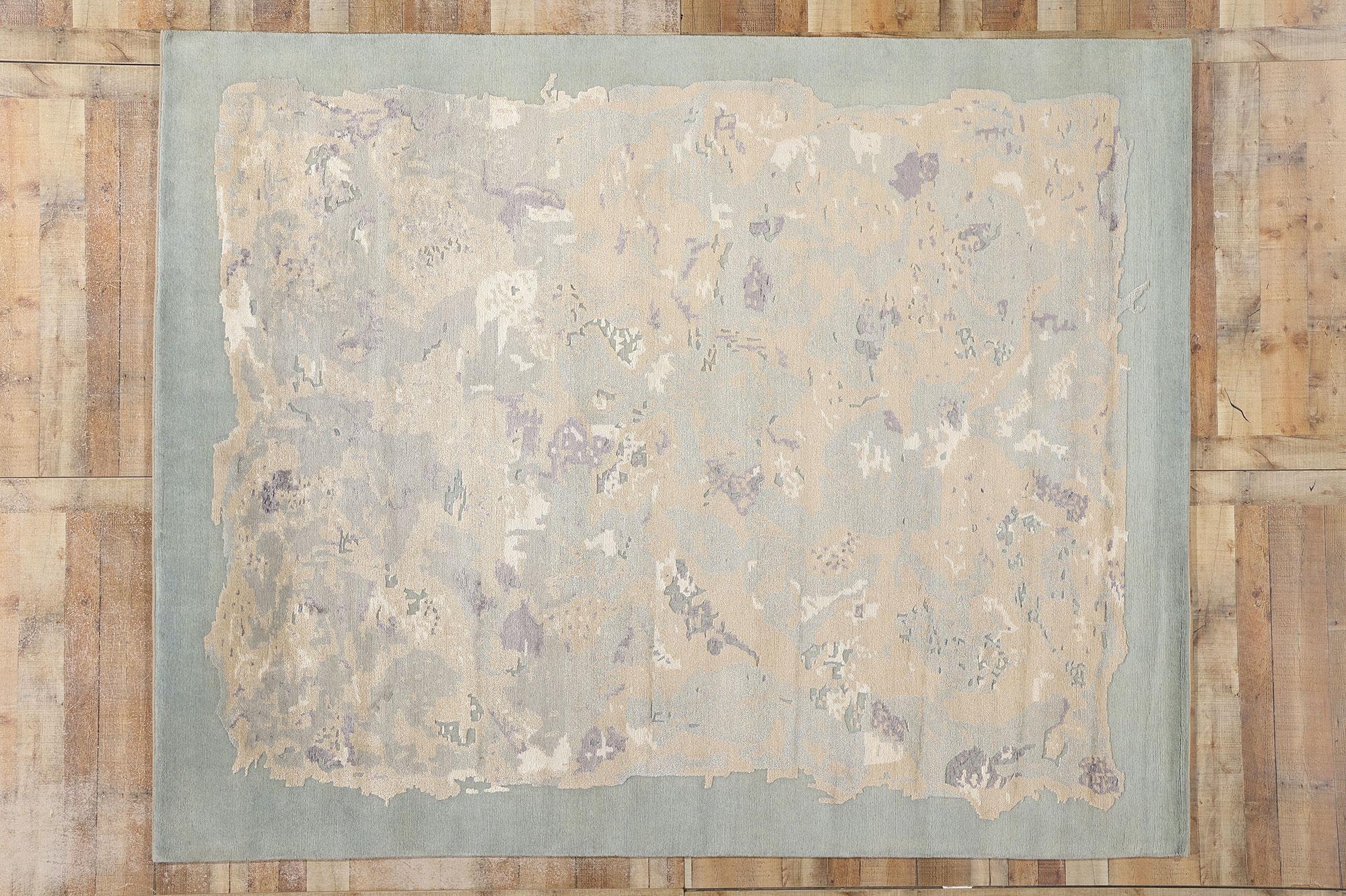 New Contemporary Abstract Biophilic Wool Rug Soft Earth-Tones im Angebot 1