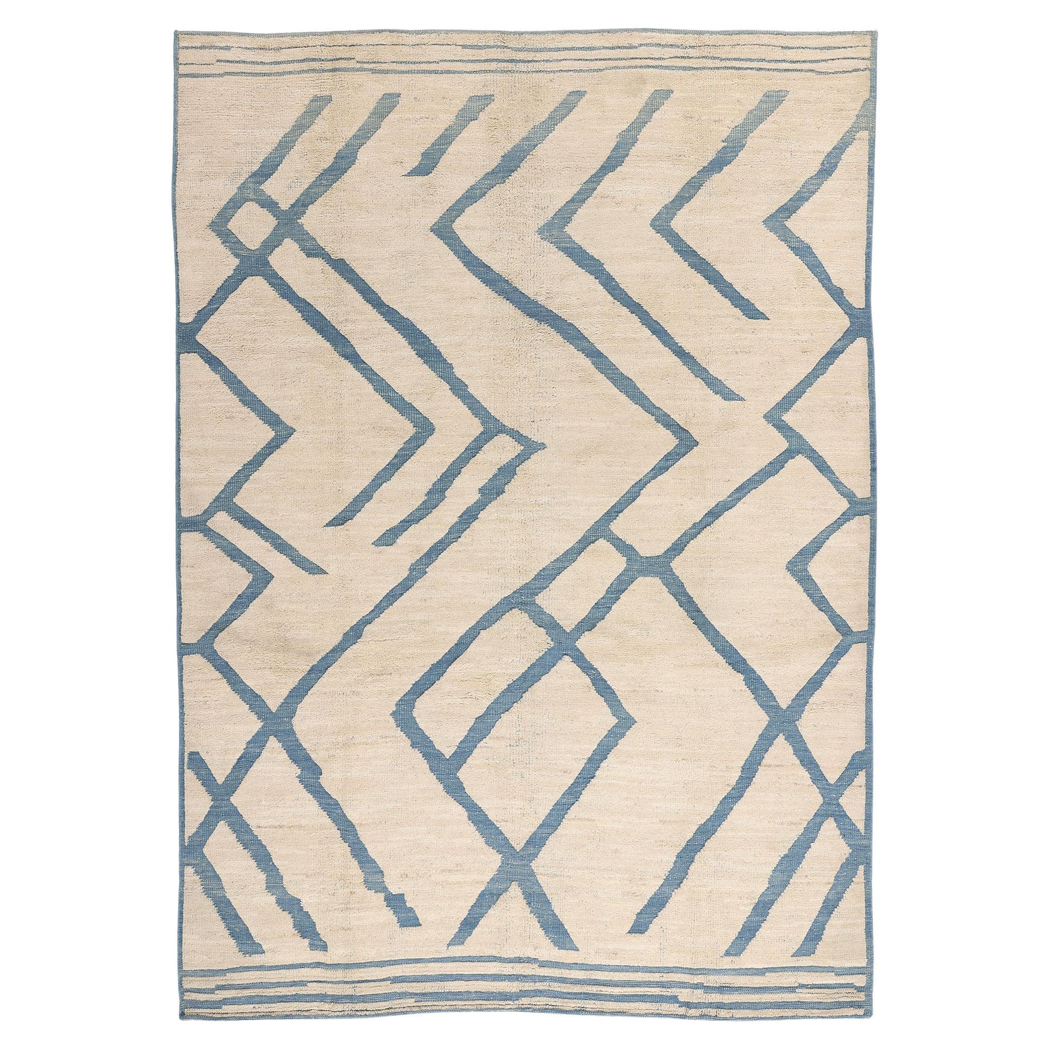 Nueva Alfombra Marroquí Contemporánea de Flujo Abstracto con Estilo Expresionista