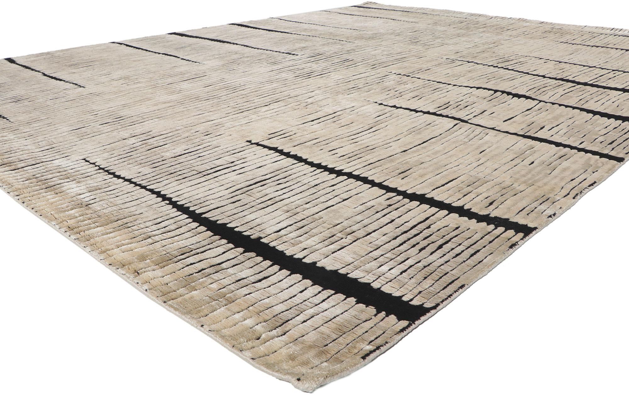 30882 New Contemporary Abstract Texture Rug, 09'01 x 11'11. Showcasing a modern style and raised design with incredible detail and texture, this hand knotted contemporary high-low rug is a captivating vision of woven beauty. The eye-catching