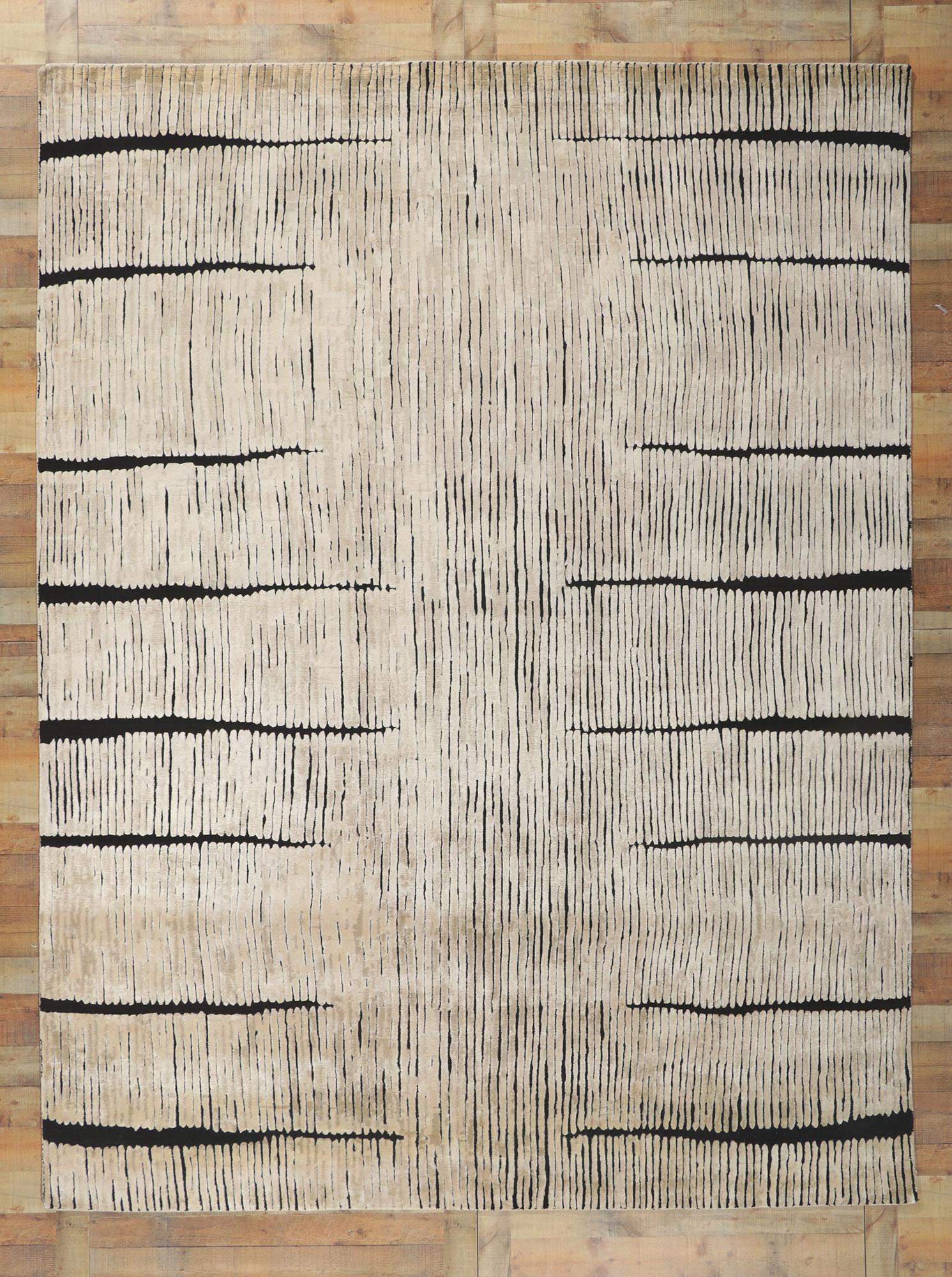 Hand-Knotted New Contemporary Abstract High-Low Textured Rug For Sale