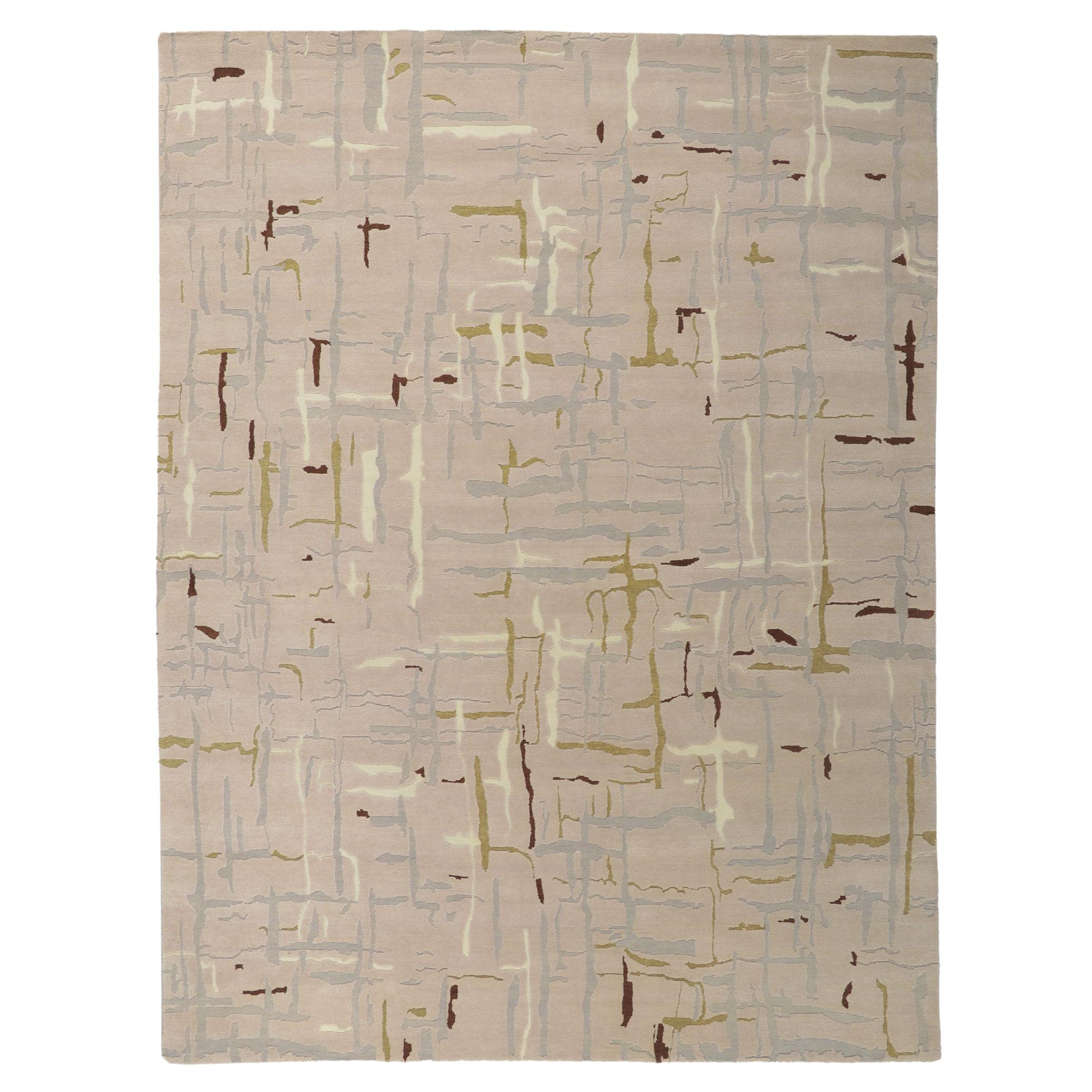 New Contemporary Abstract High-Low Textured Rug