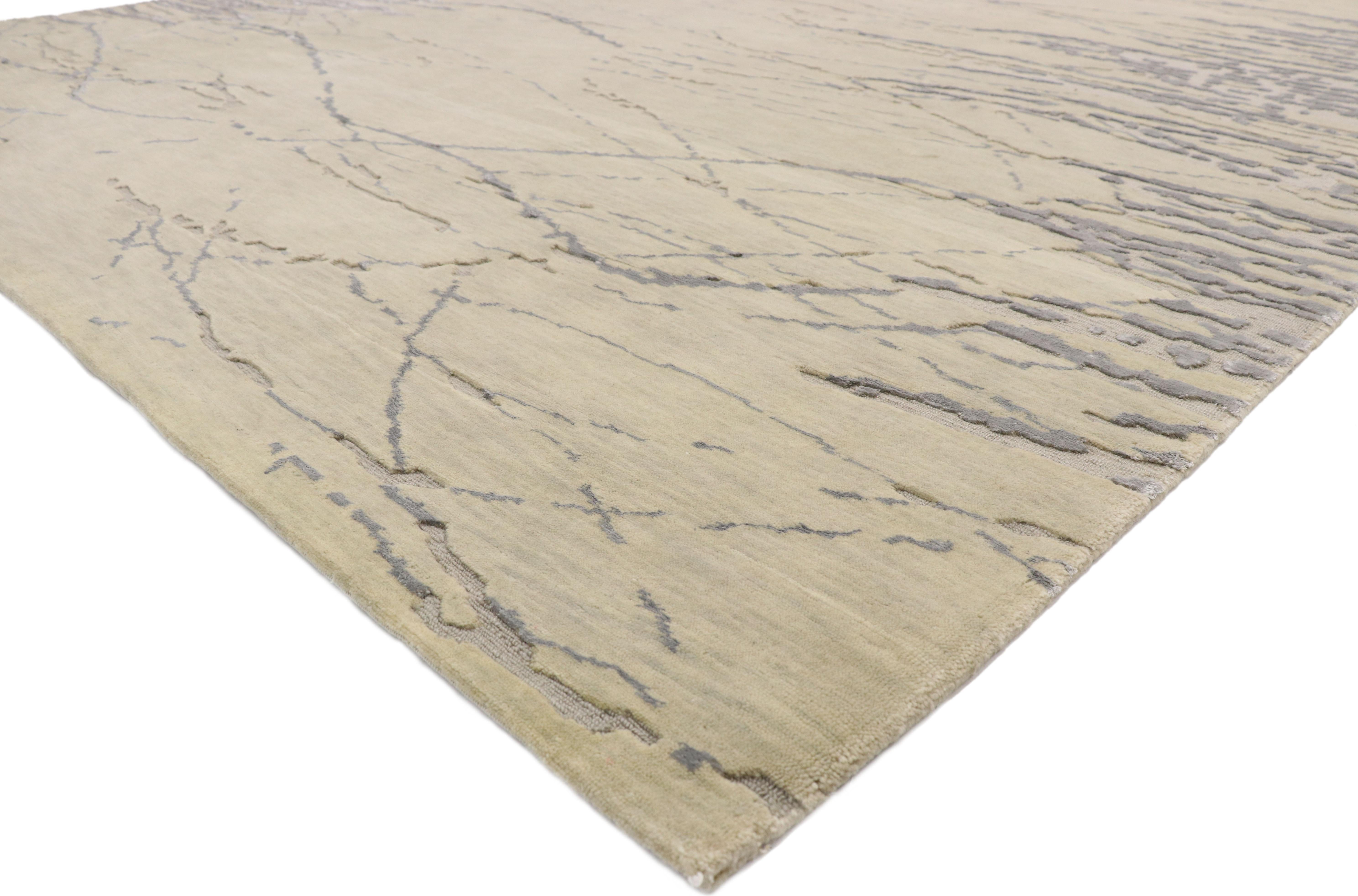 30242 New Contemporary Abstract Metamorphic Vein Rug with Modern Style, Transitional Texture Area Rug 09'01