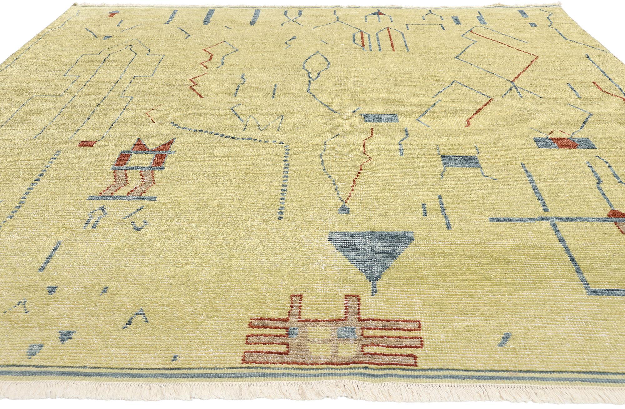 Indian New Contemporary Abstract Moroccan Brutalist Rug For Sale