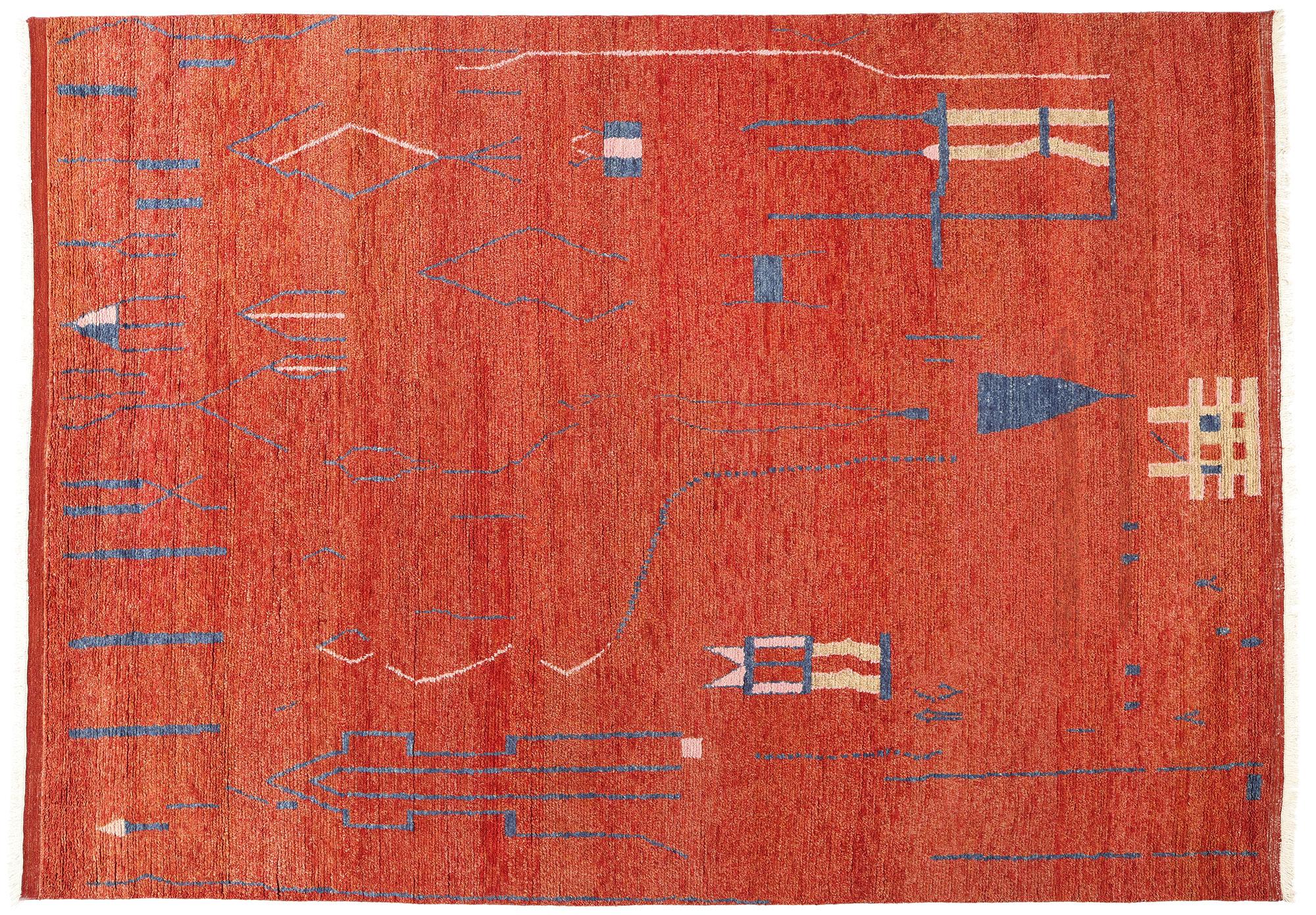 New Brutalist Modern Moroccan Rug, 10'00 x 14'01 For Sale 3