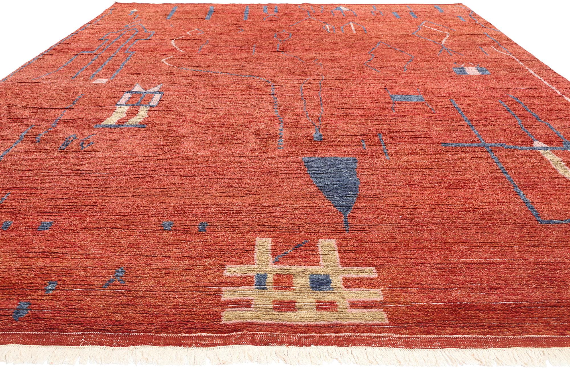 Indian New Brutalist Modern Moroccan Rug, 10'00 x 14'01 For Sale