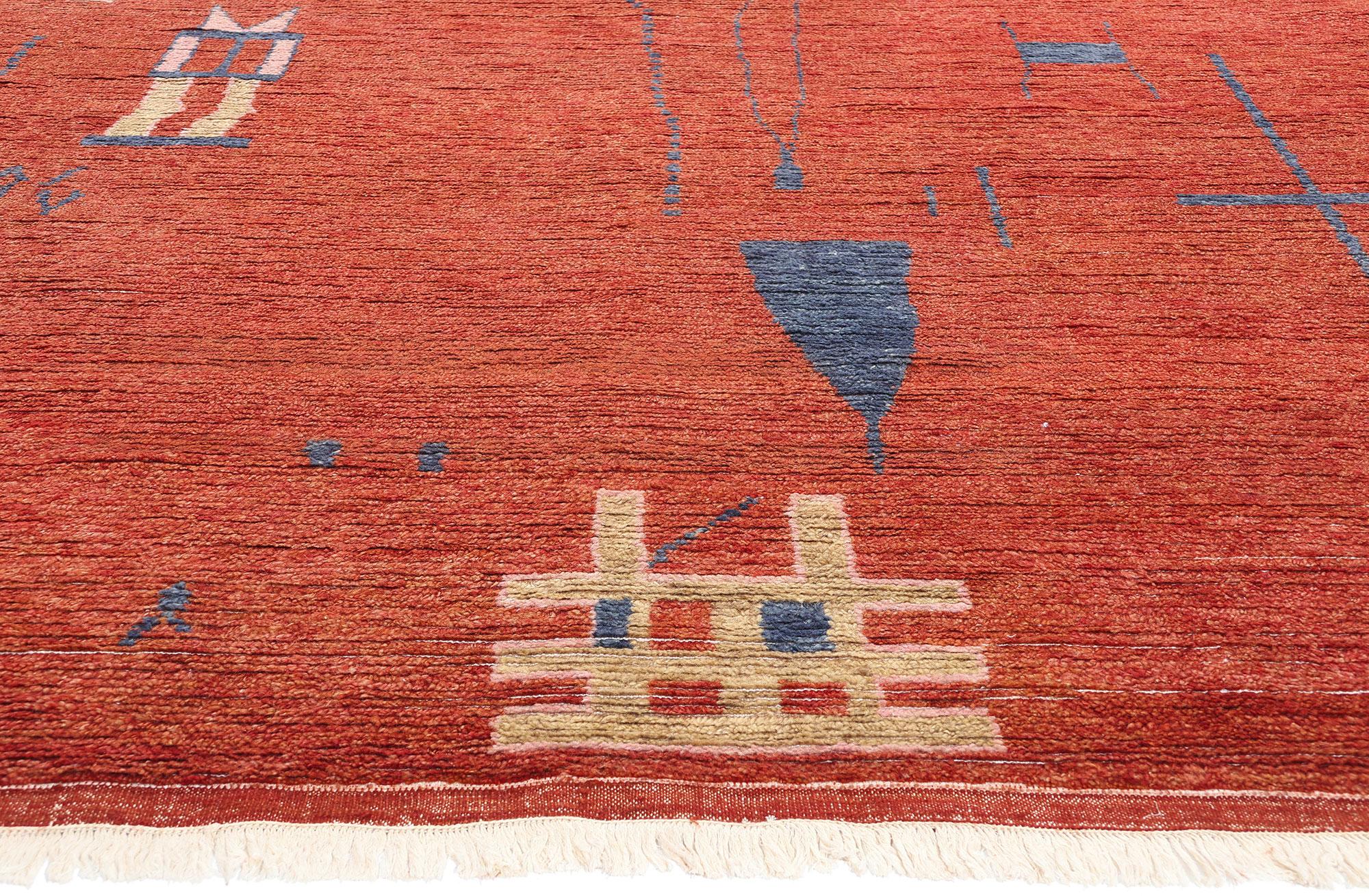 Hand-Knotted New Brutalist Modern Moroccan Rug, 10'00 x 14'01 For Sale