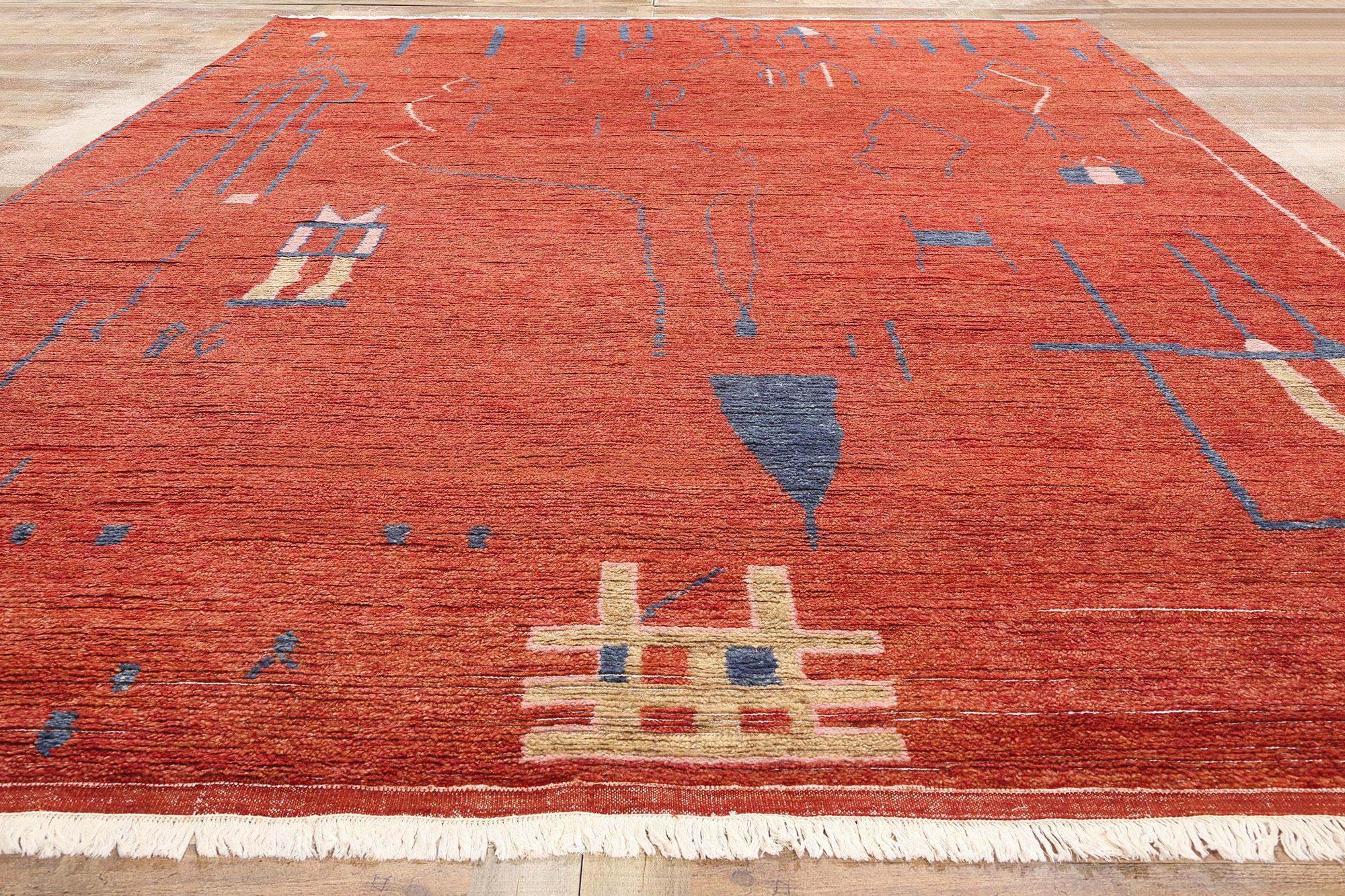 New Brutalist Modern Moroccan Rug, 10'00 x 14'01 For Sale 1