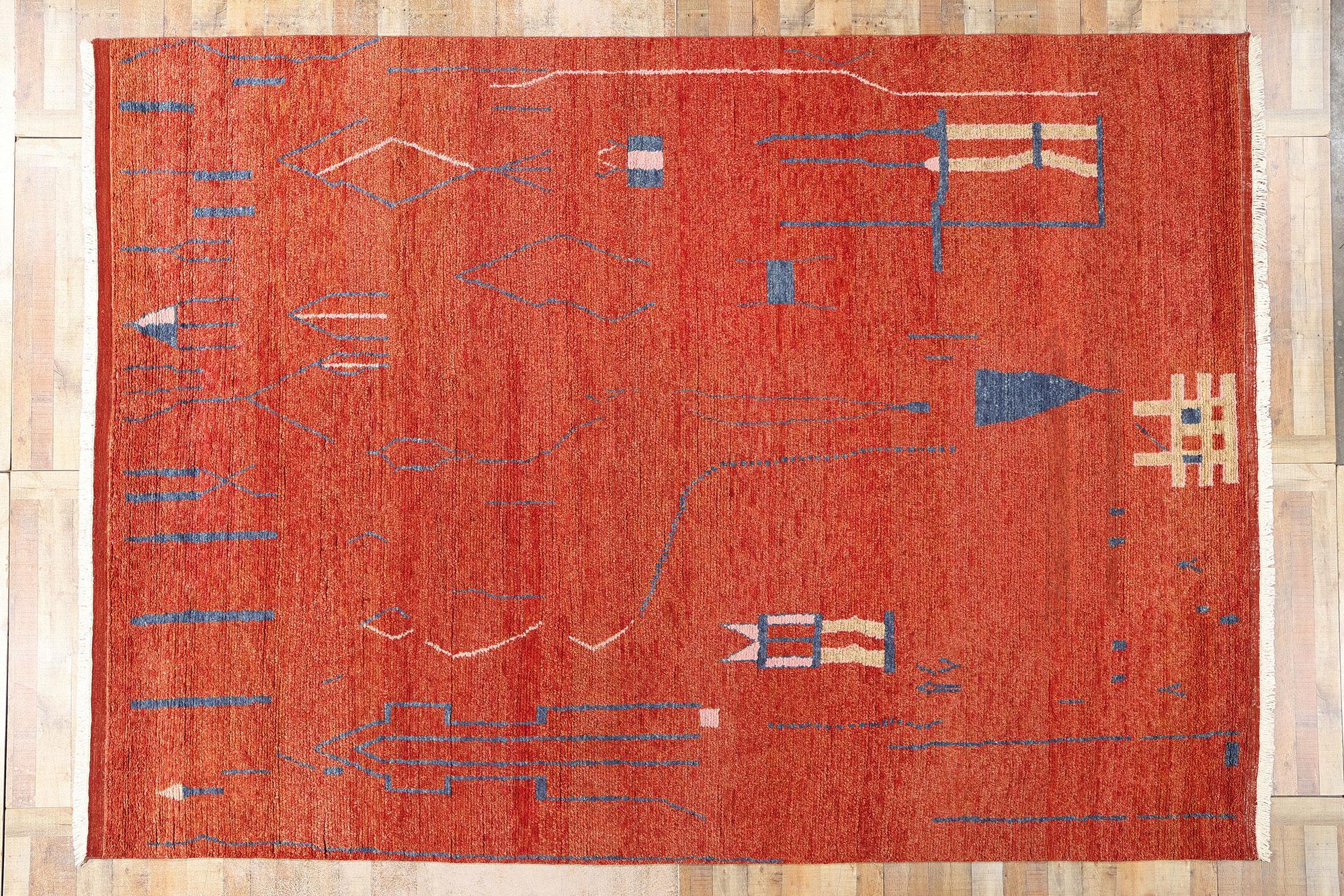 New Brutalist Modern Moroccan Rug, 10'00 x 14'01 For Sale 2