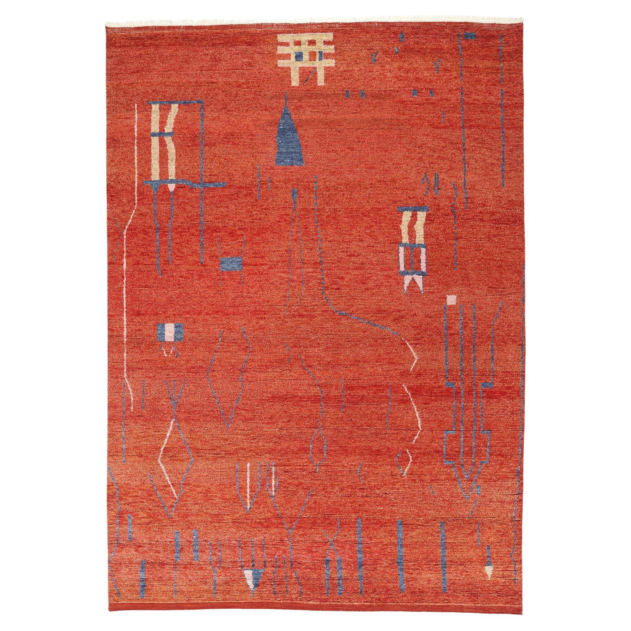 Nouveau tapis marocain brutaliste, 10'00 x 14'01