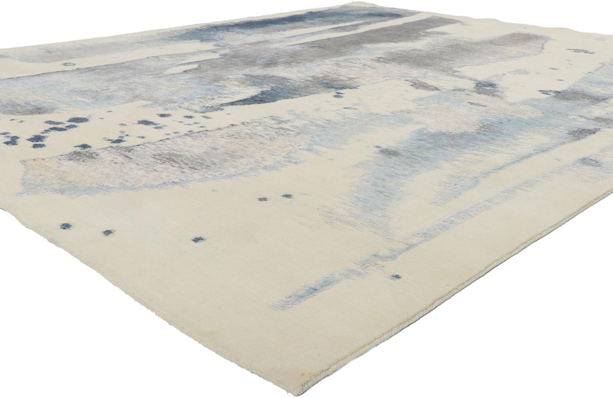 30863 New Contemporary Abstract rug Inspired by Clyfford Still, 07'10 x 09'10. Showcasing a modern style and raised silk design with incredible detail and texture, this hand knotted contemporary textured rug is a captivating vision of woven beauty.