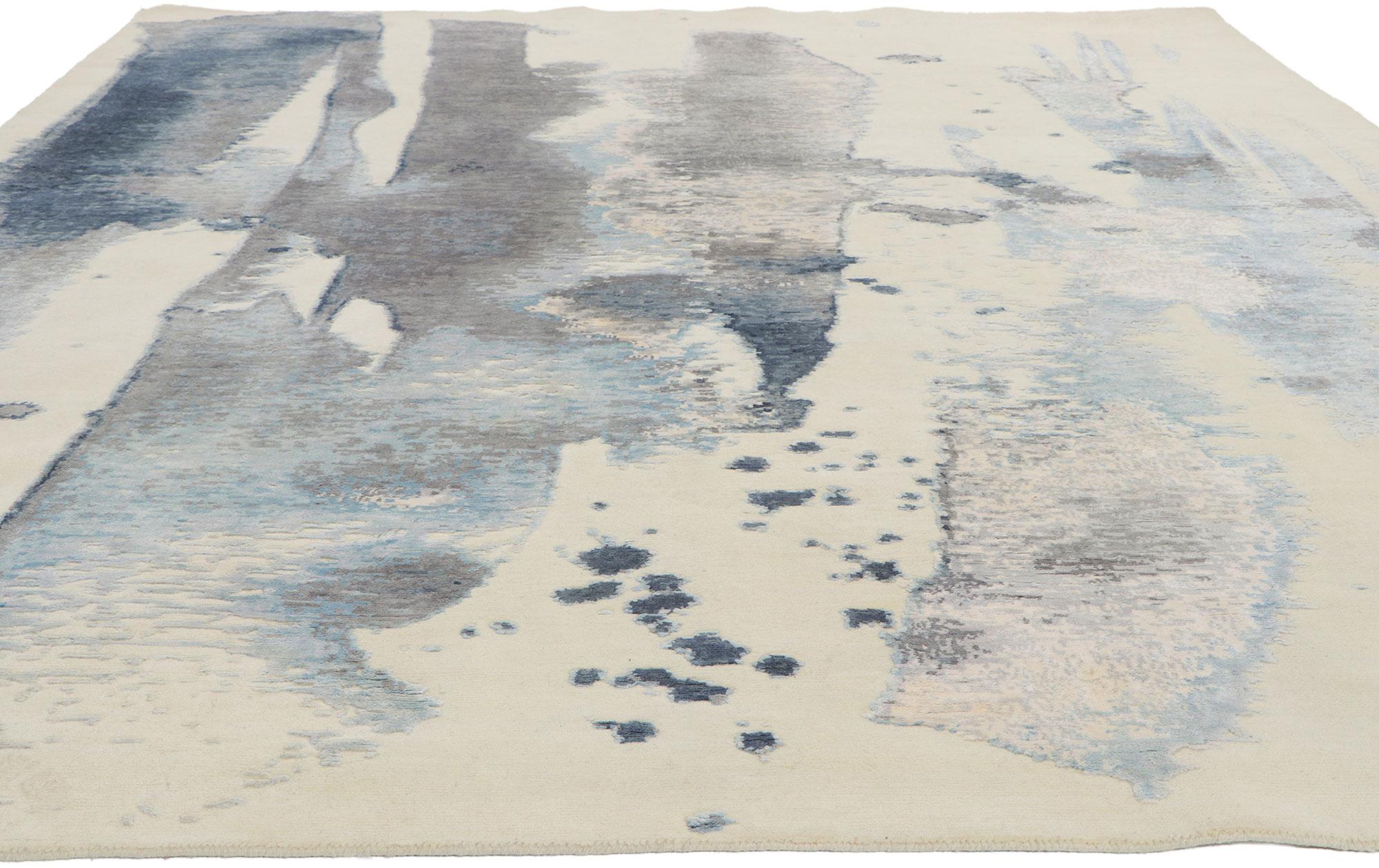 Hand-Knotted New Contemporary Abstract Rug Inspired by Clyfford Still For Sale