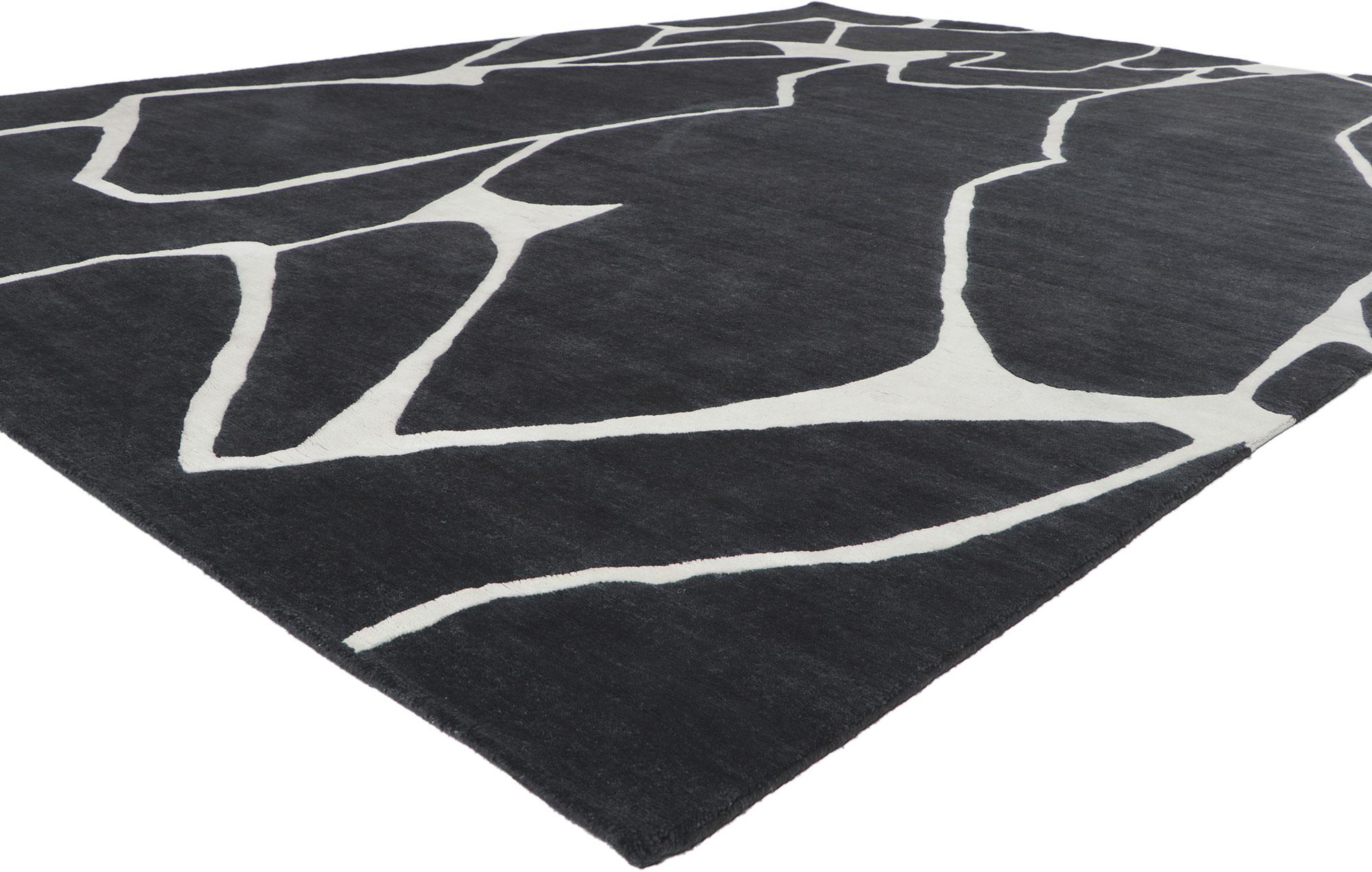 30877 new Contemporary abstract rug, 09'02 x 12'01.
Showcasing conceptual style, incredible detail and texture, this hand knotted contemporary abstract rug pushes the boundaries of design. The mesmerizing abstract pattern and atmospheric colorway