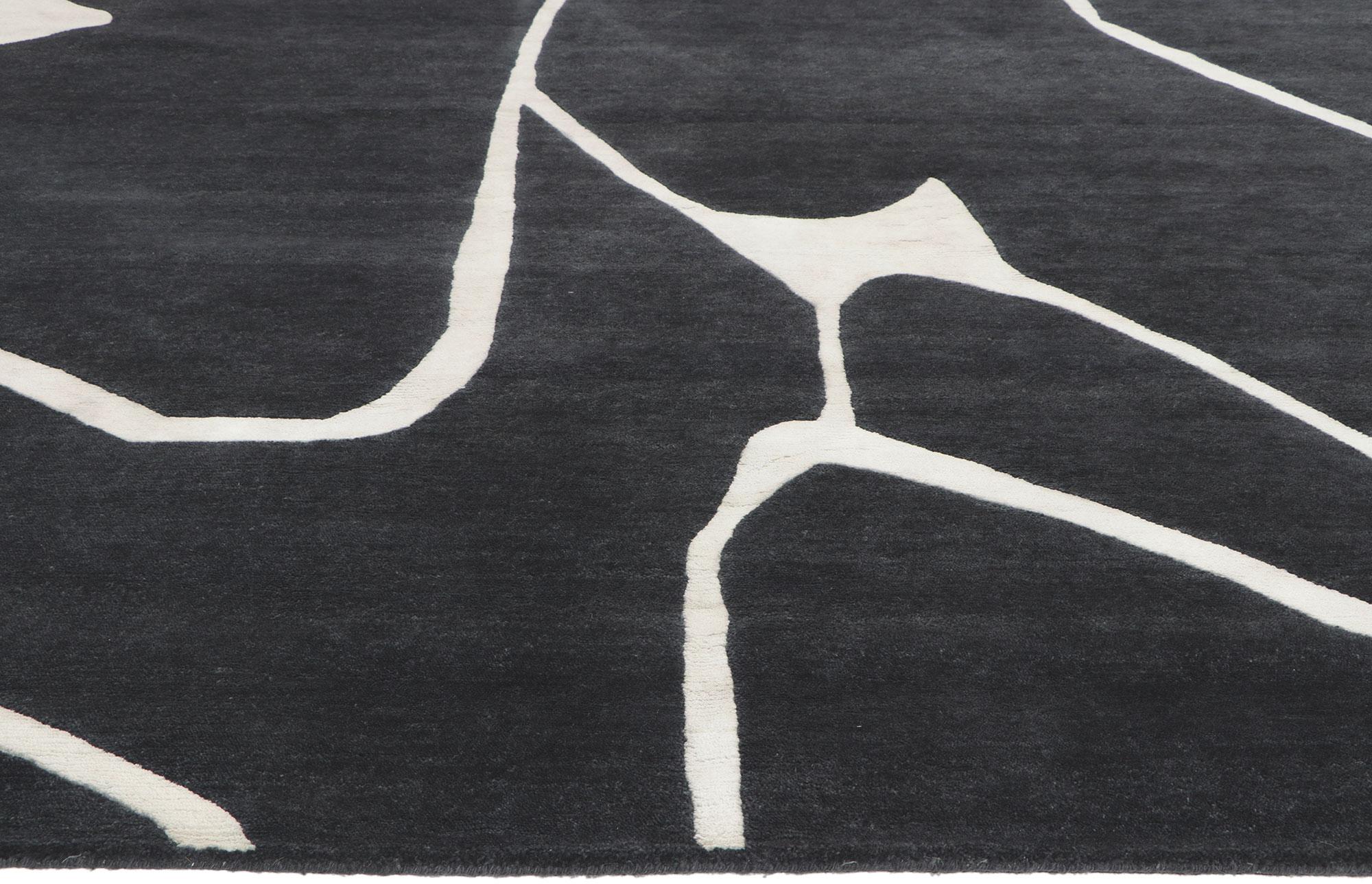 Hand-Knotted New Contemporary Abstract Rug Inspired by Franz Kline and Fernand Leger For Sale
