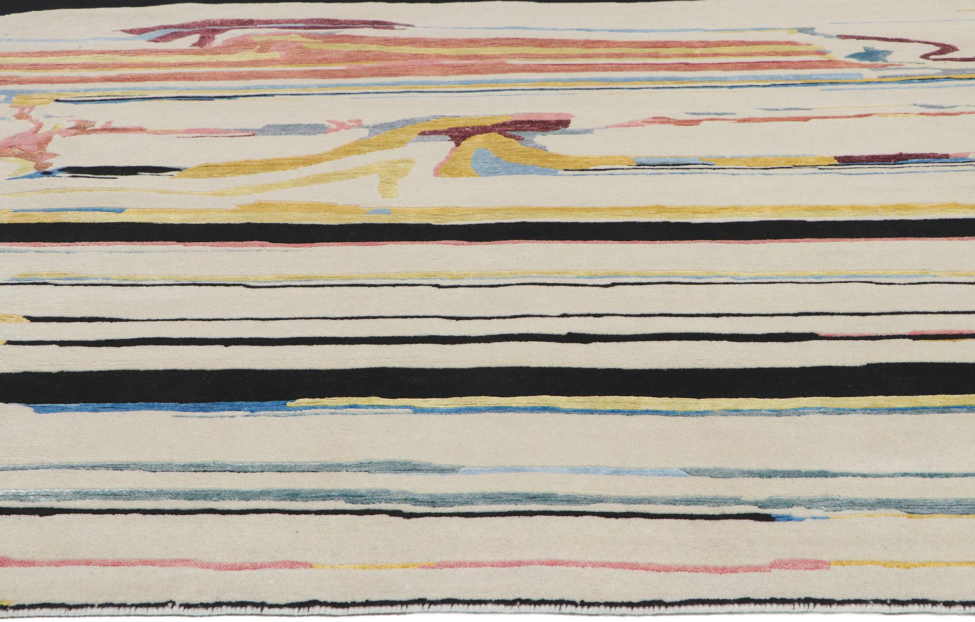 Expressionist New Contemporary Abstract Rug Inspired by Franz Kline and Gerhard Richter