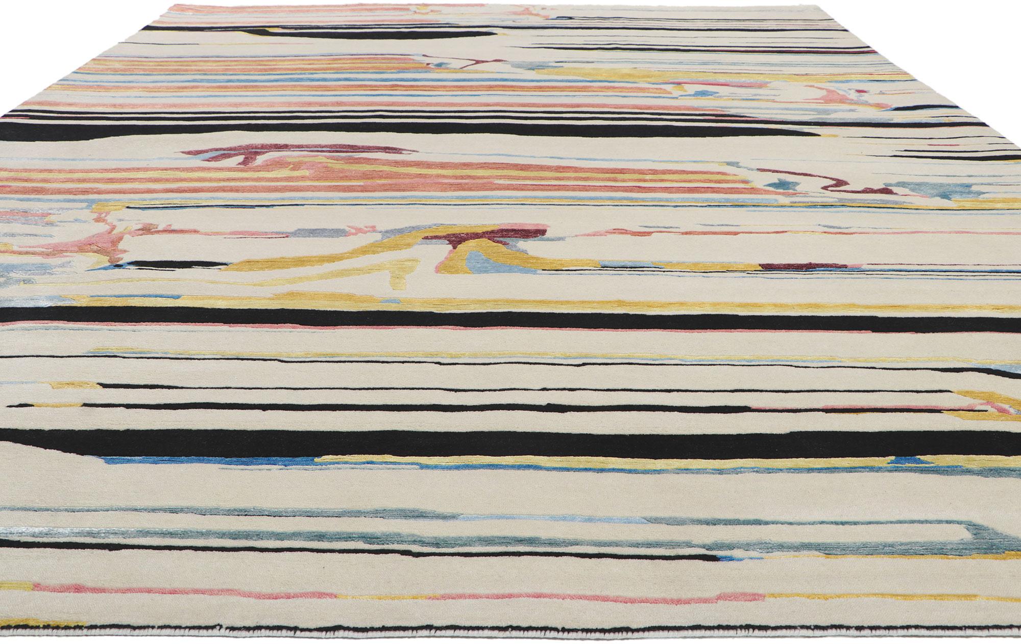 Indian New Contemporary Abstract Rug Inspired by Franz Kline and Gerhard Richter