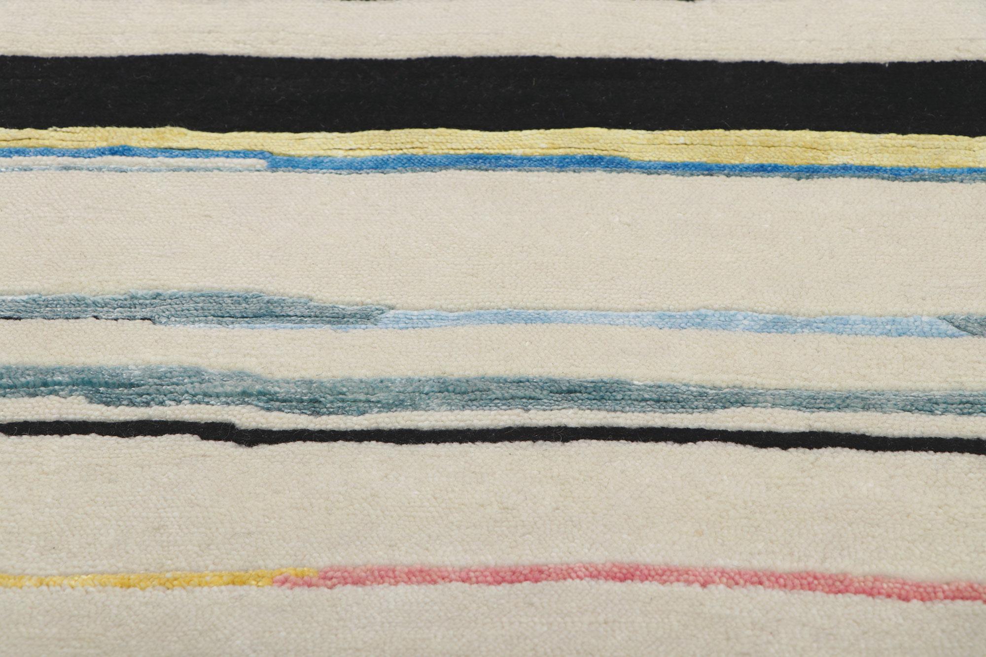 Hand-Knotted New Contemporary Abstract Rug Inspired by Franz Kline and Gerhard Richter