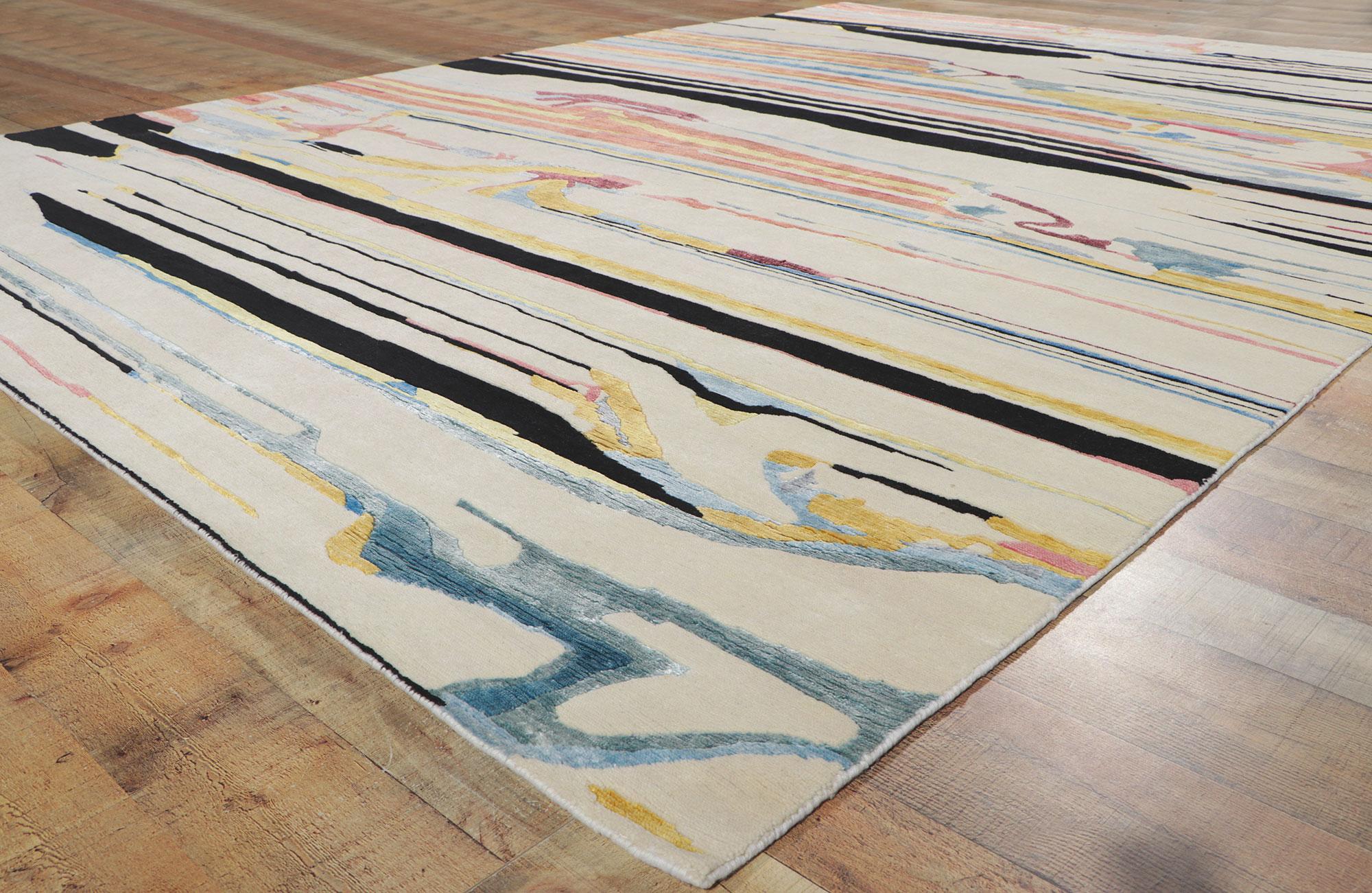 Silk New Contemporary Abstract Rug Inspired by Franz Kline and Gerhard Richter