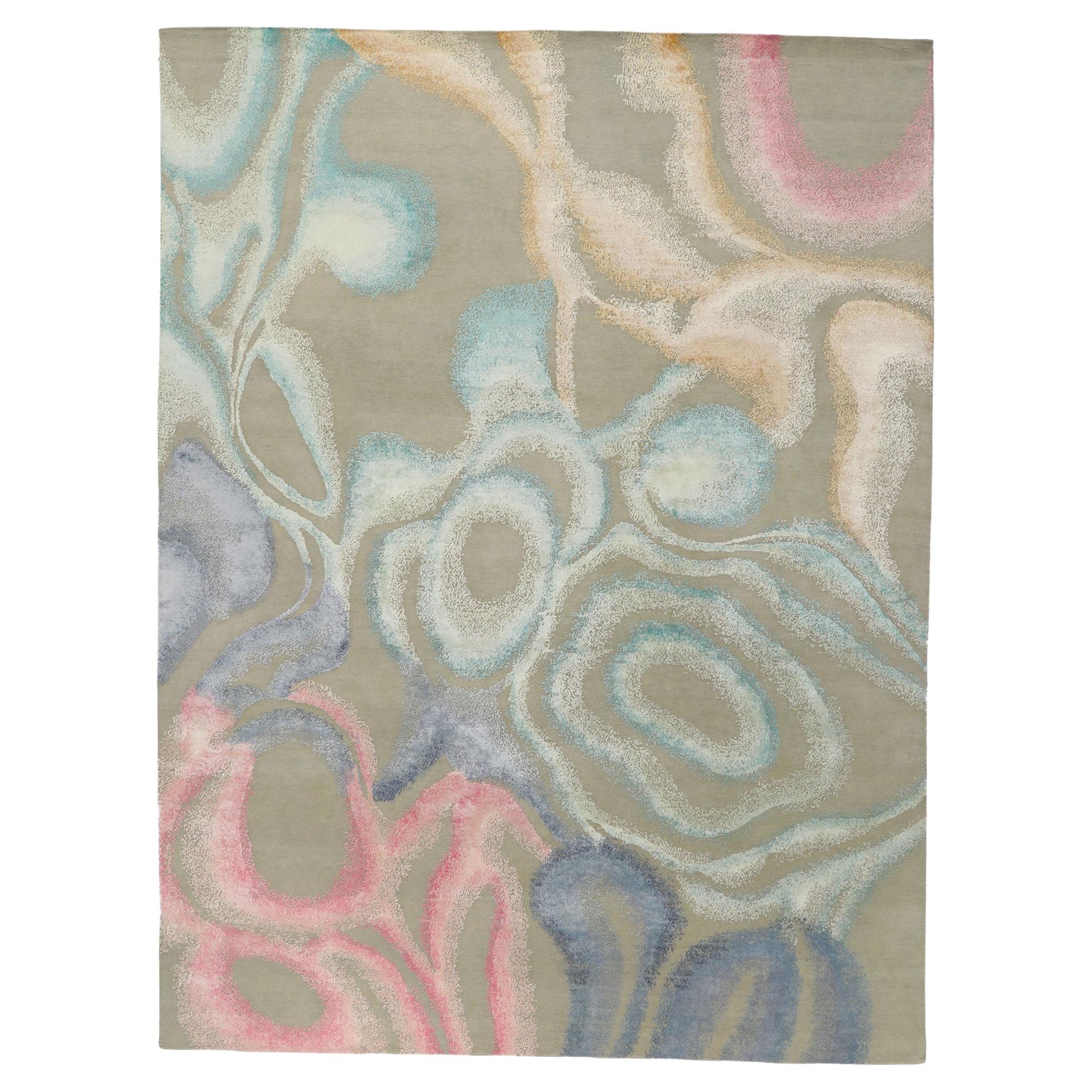 Neuer zeitgenössischer abstrakter Teppich, inspiriert von Georgia O''Keeffe im Angebot