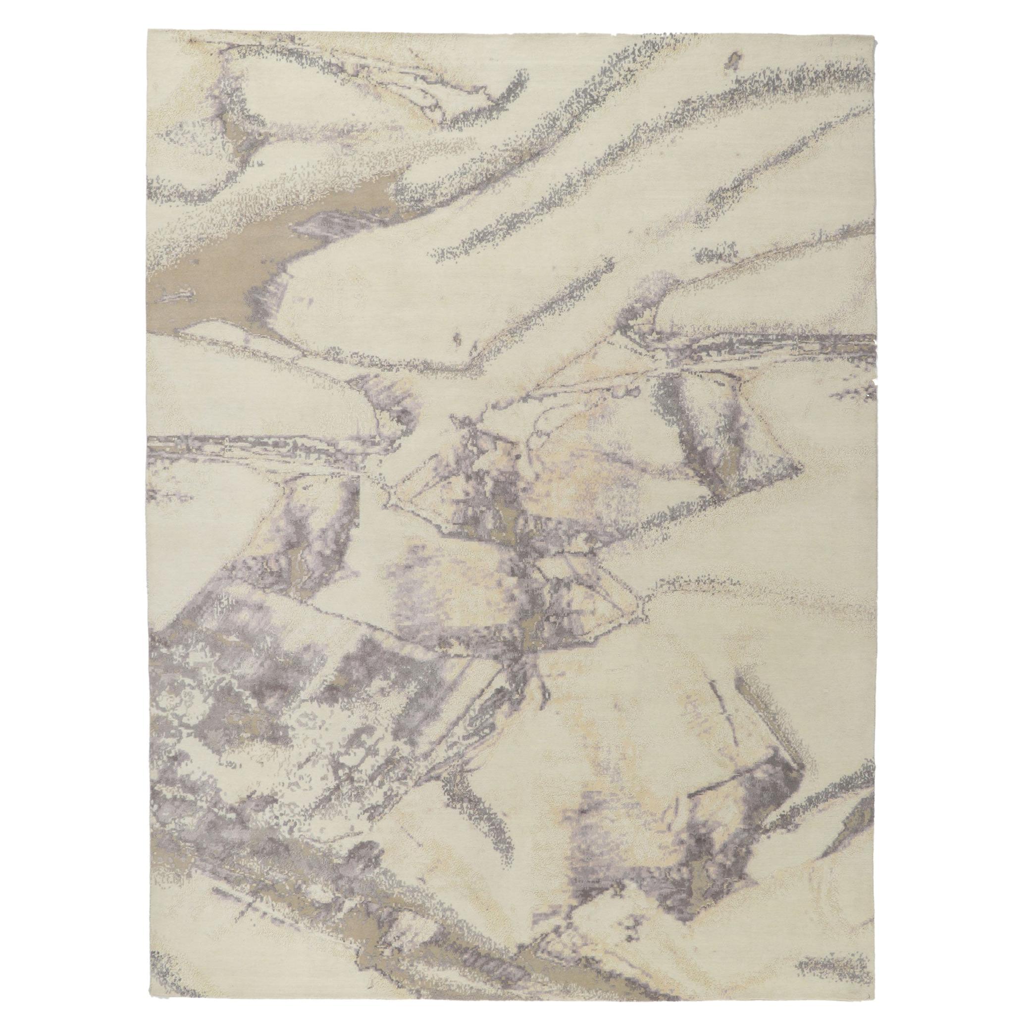 New Contemporary Abstract Rug Inspired by Gerhard Richter and Biophilic Design For Sale