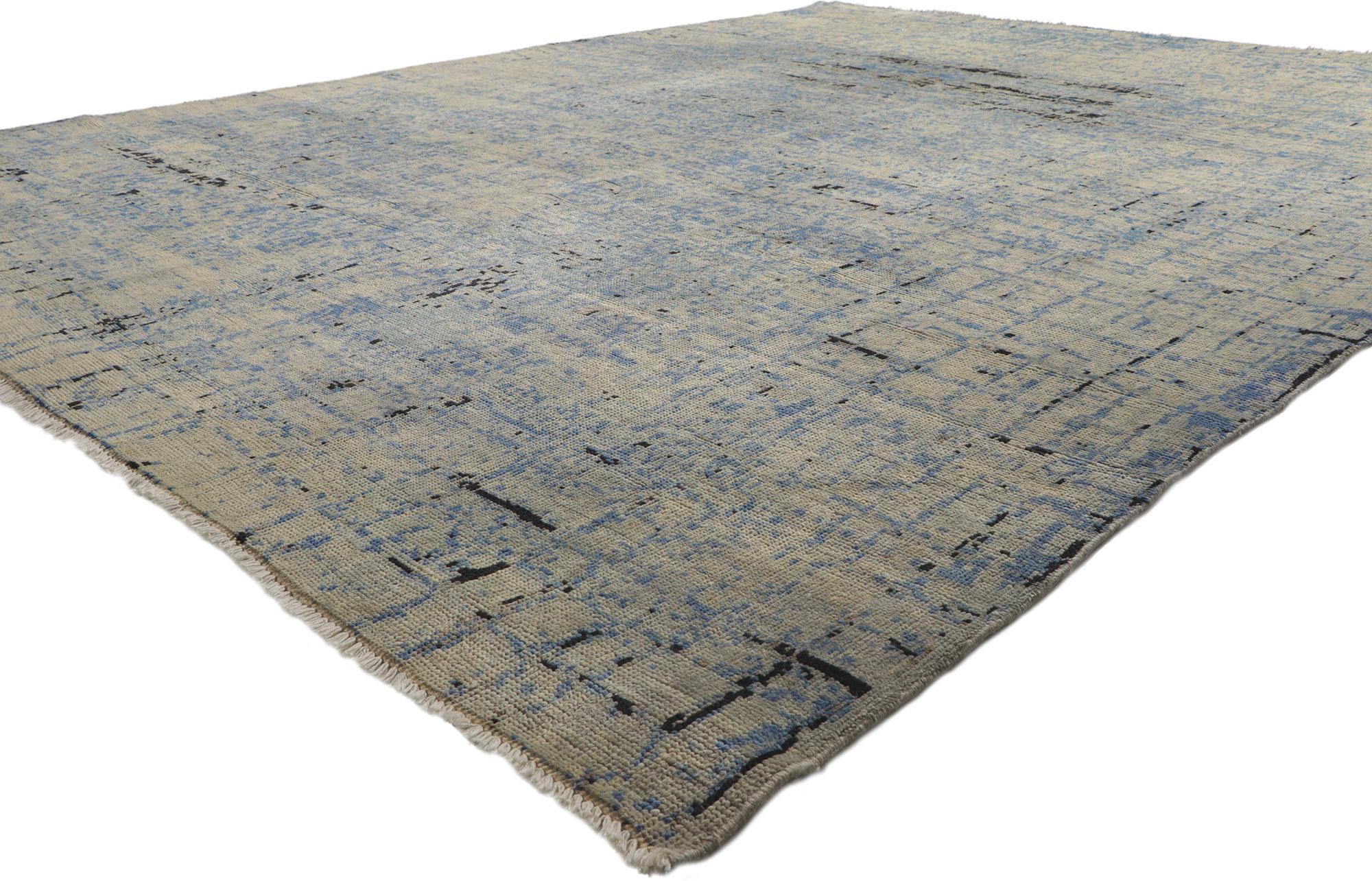 80726 New Contemporary Abstract rug, measures 09'00 x 11'05. Reflecting elements of abstract expressionism, incredible detail and texture, this hand knotted wool contemporary abstract rug awakens the soul with its elevated style. The esoteric design