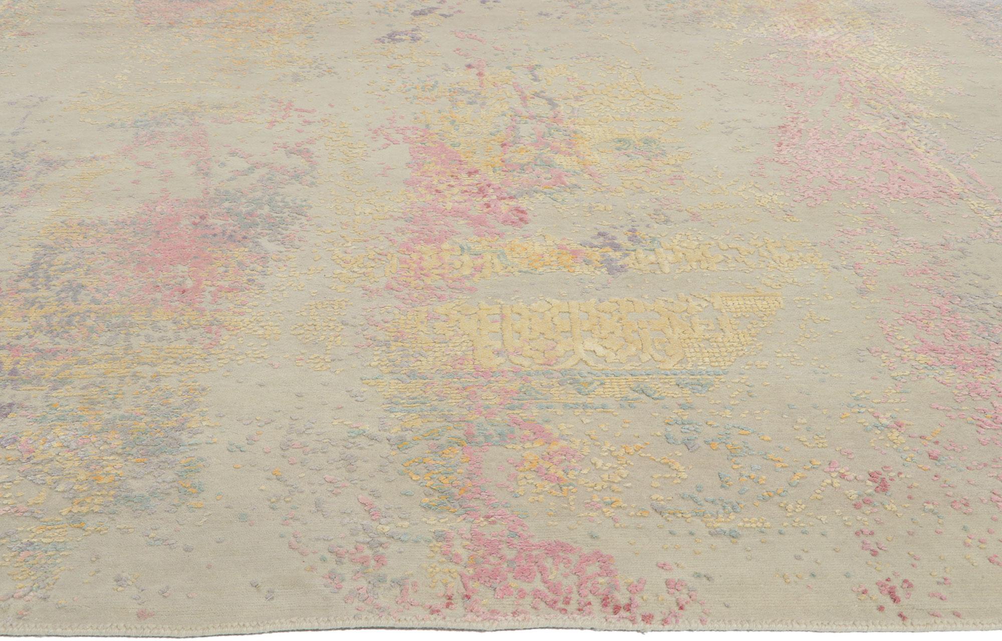 Modern New Contemporary Abstract Rug Inspired by Helen Frankenthaler For Sale