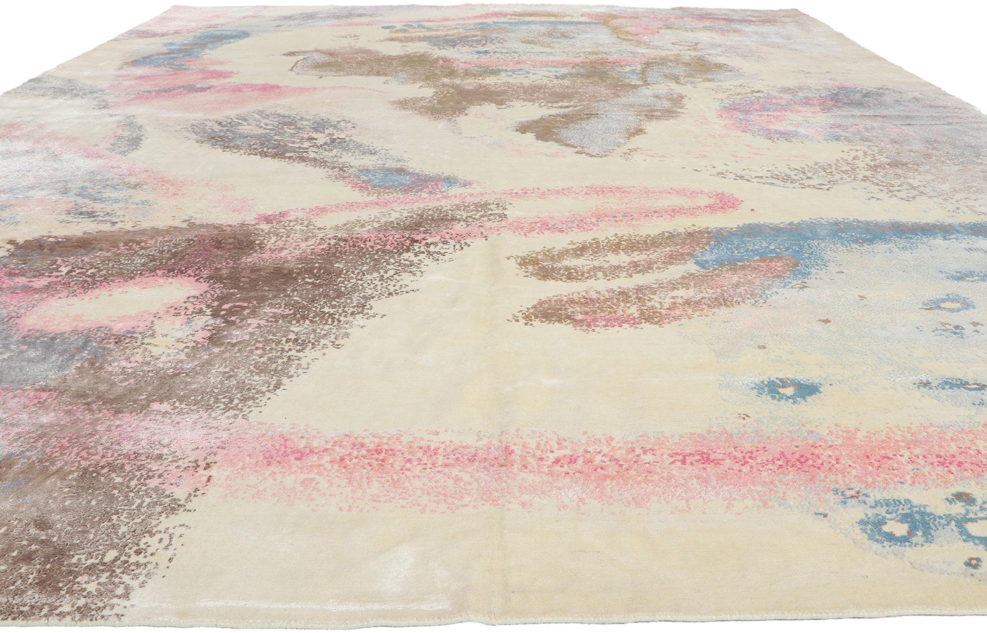 Expressionist New Contemporary Abstract Rug Inspired by Helen Frankenthaler For Sale