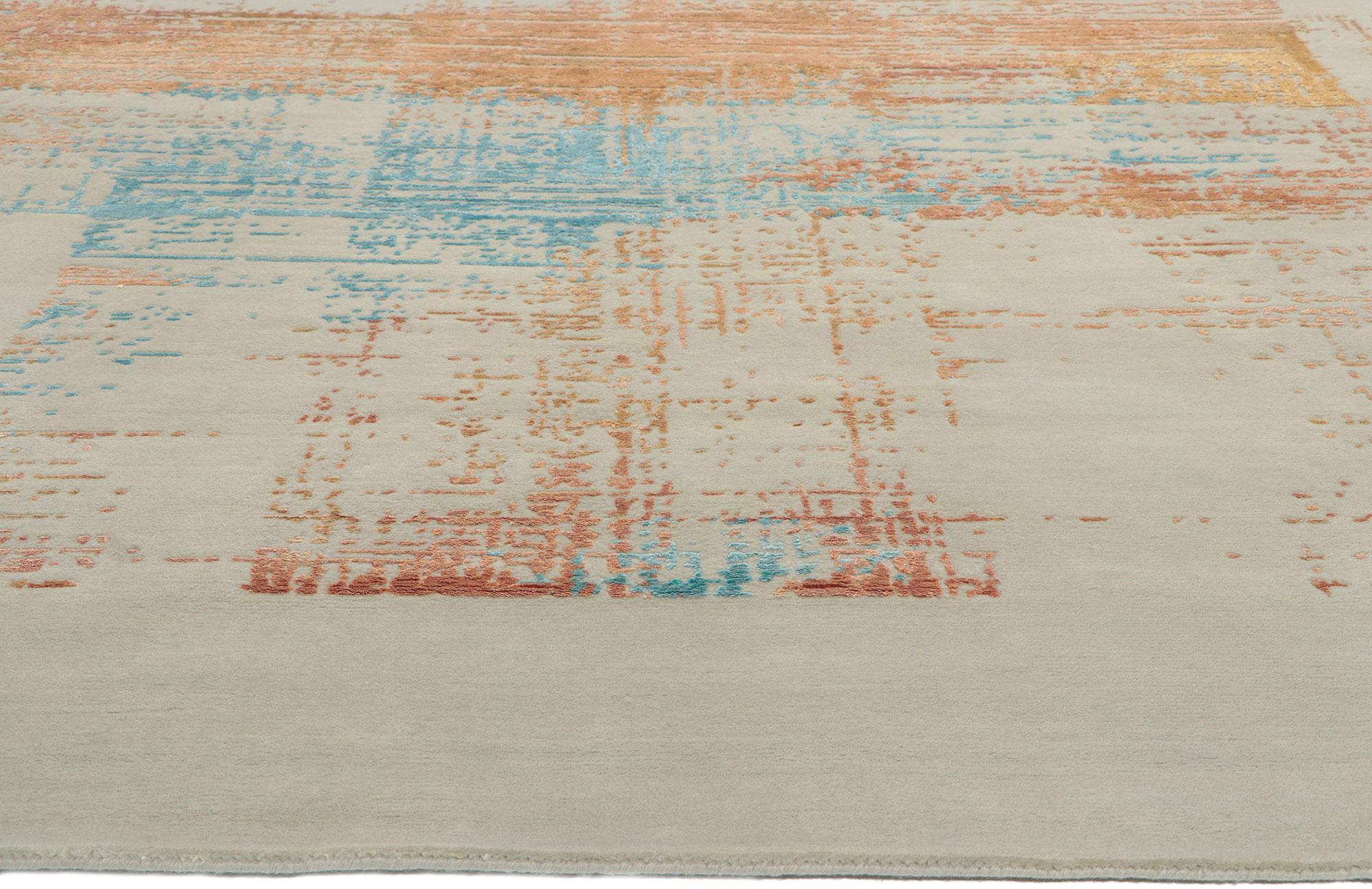 Indian New Contemporary Abstract Rug Inspired by Helen Frankenthaler For Sale